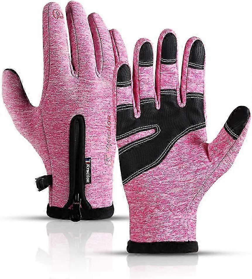 Windproof and waterproof sports touch screen function bicycle glove(pink XL)