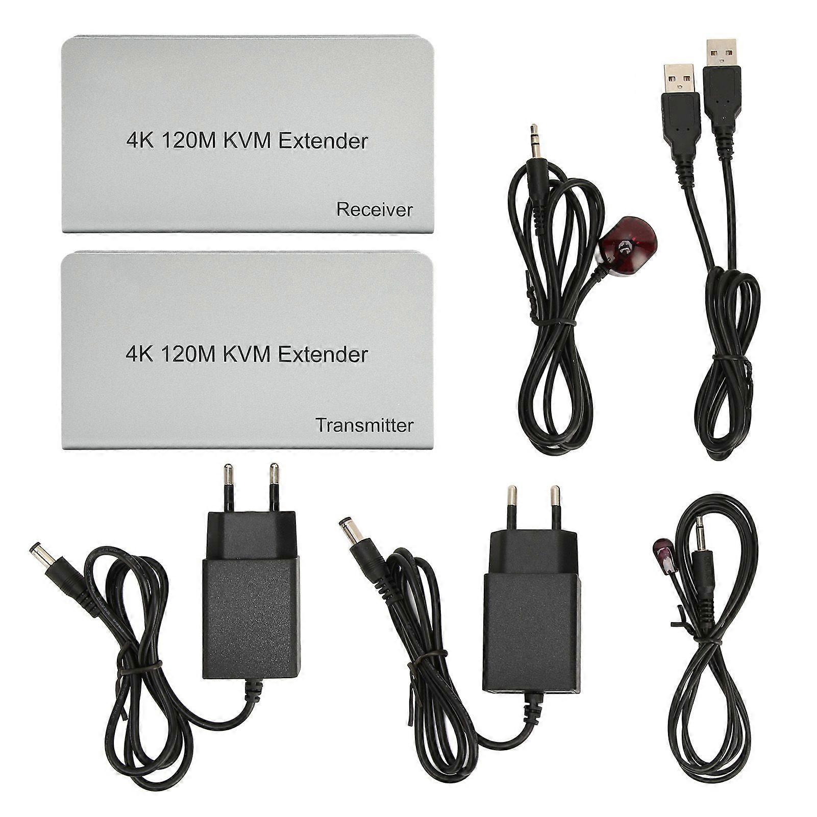 120m KVM Extender 4K 60Hz Remote Keyboard Mouse USB Control HD Multimedia Interface Extender for PC TV 100240V
