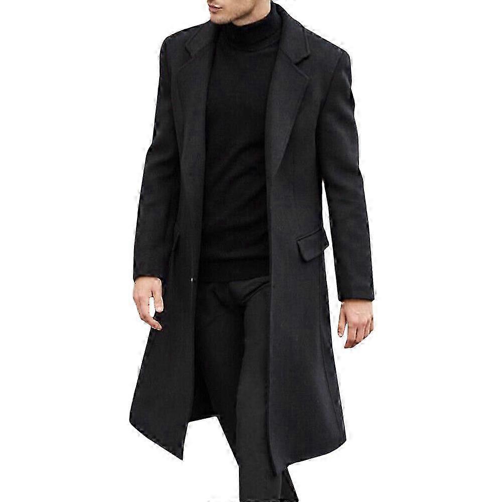 Winter Men Trench Coat Long Overcoat Jacket Formal Smart Outerwear