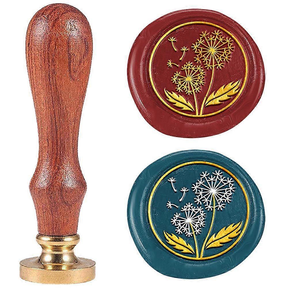 Dandelion Wax Seal Stamp 1" Botanical Retro Sealing Stamps Removable Brass Head with Wooden Handle Seal Stamp Fora Sealing Wax for Envelope Greeting C