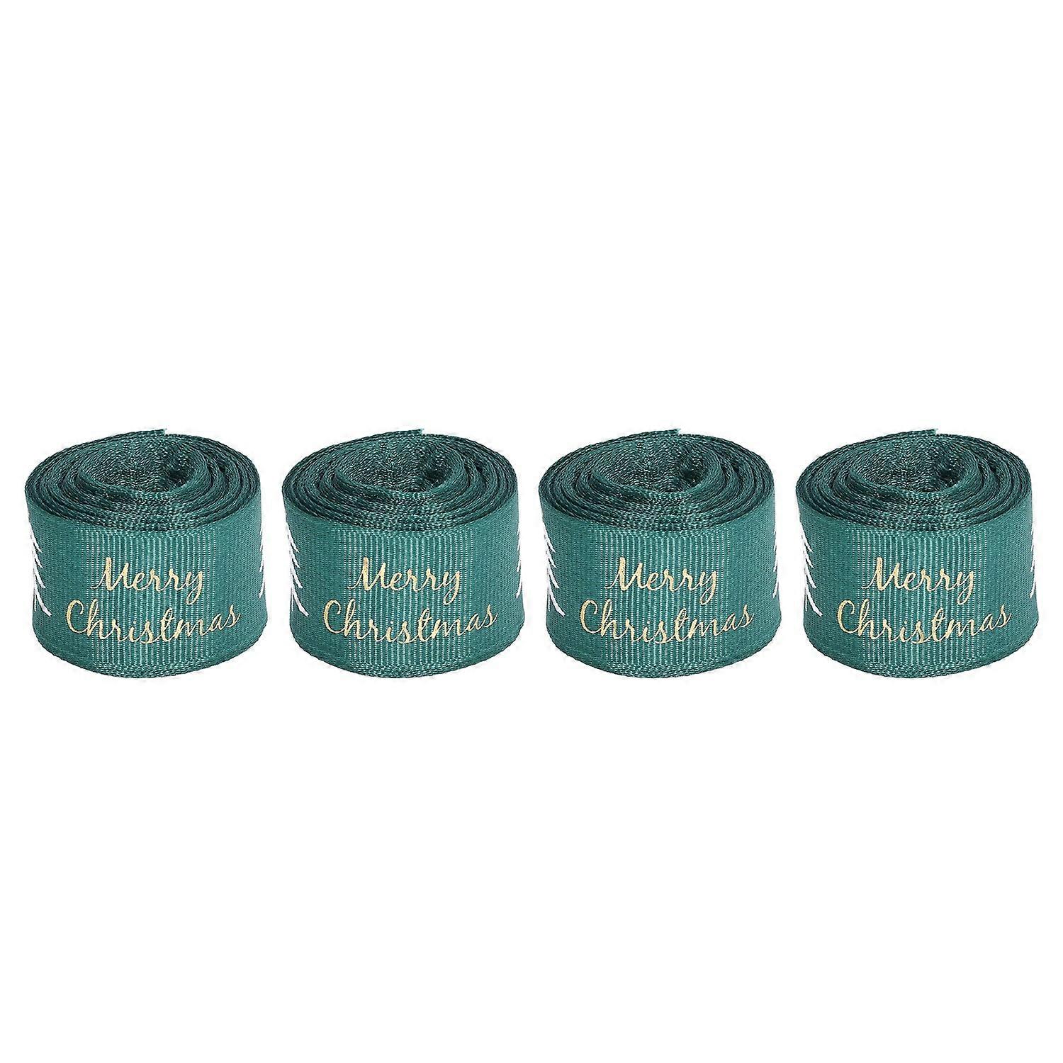 Ribbon Multipurpose Green Background Christmas Pine Tree Pattern Ribbon Gift Wrapping Ribbon