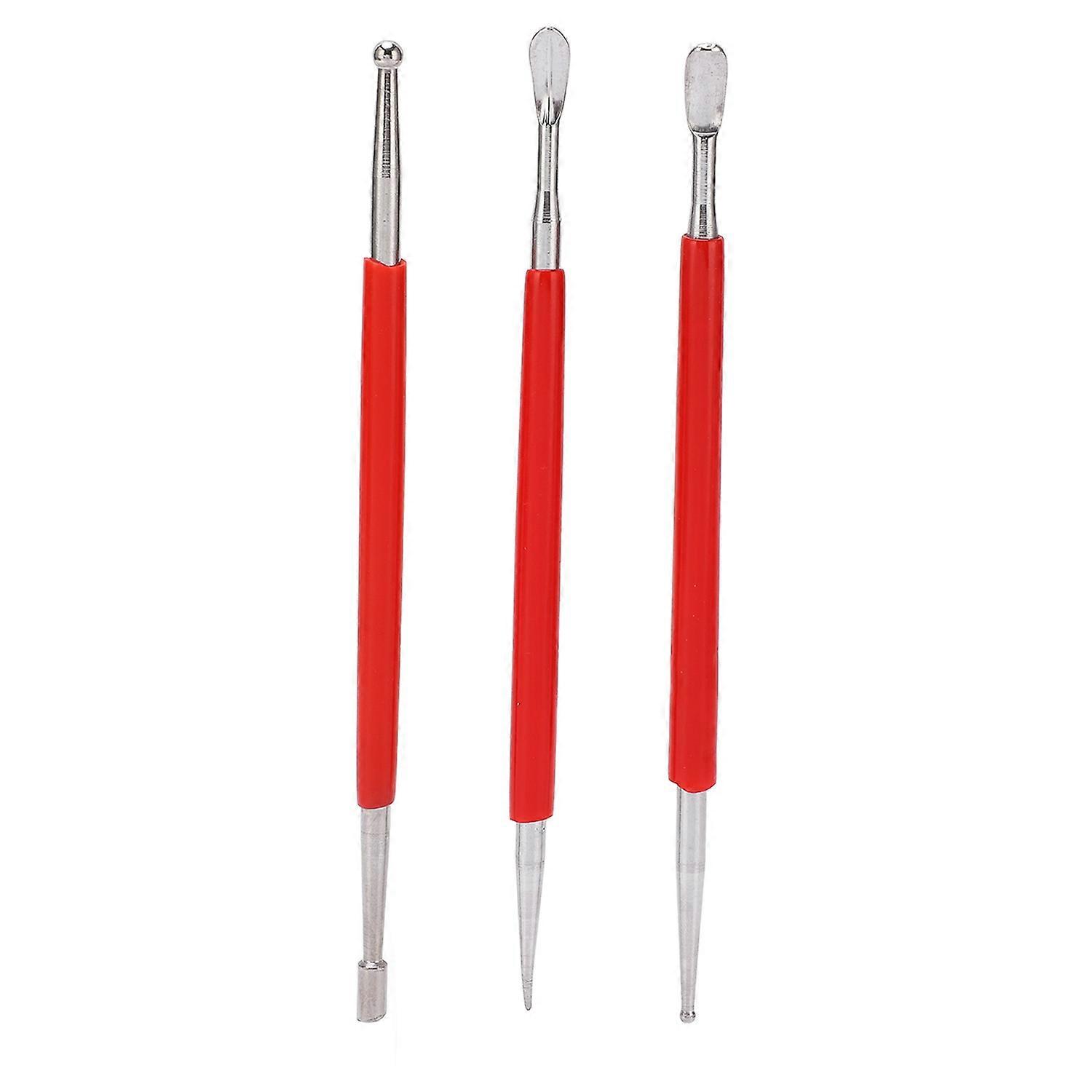 3Pcs Double End Tracing Dotting Stylus Small Portable Red Pottery Sculpting Tools for Carving Modeli