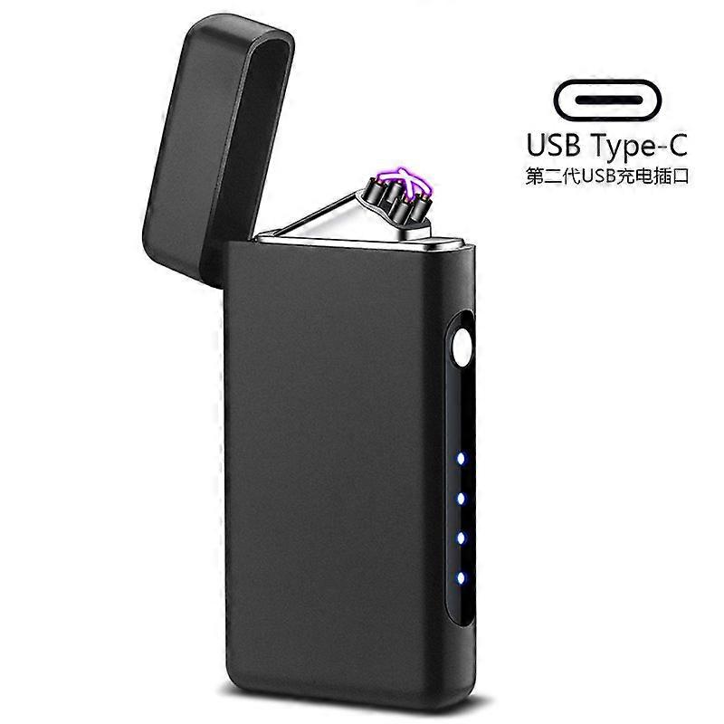 Portable Charging Tyce-C Port Double Fire Arc Pulse Windproof Lighter Good-Looking Male Cigarette Lighter Cross-Border