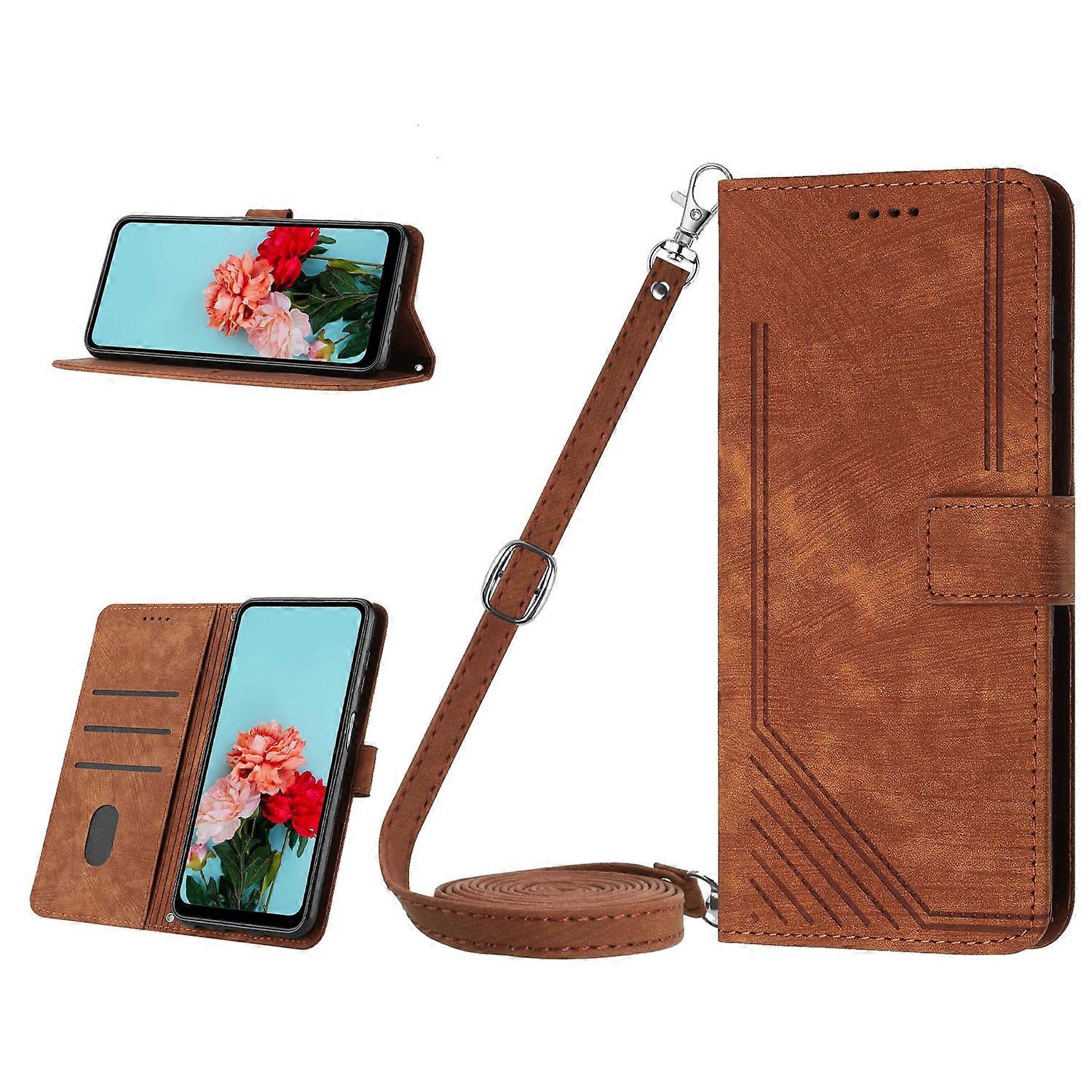 Skin Feel Stripe Pattern Leather Phone Case with Lanyard For Infinix Note 30 Pro