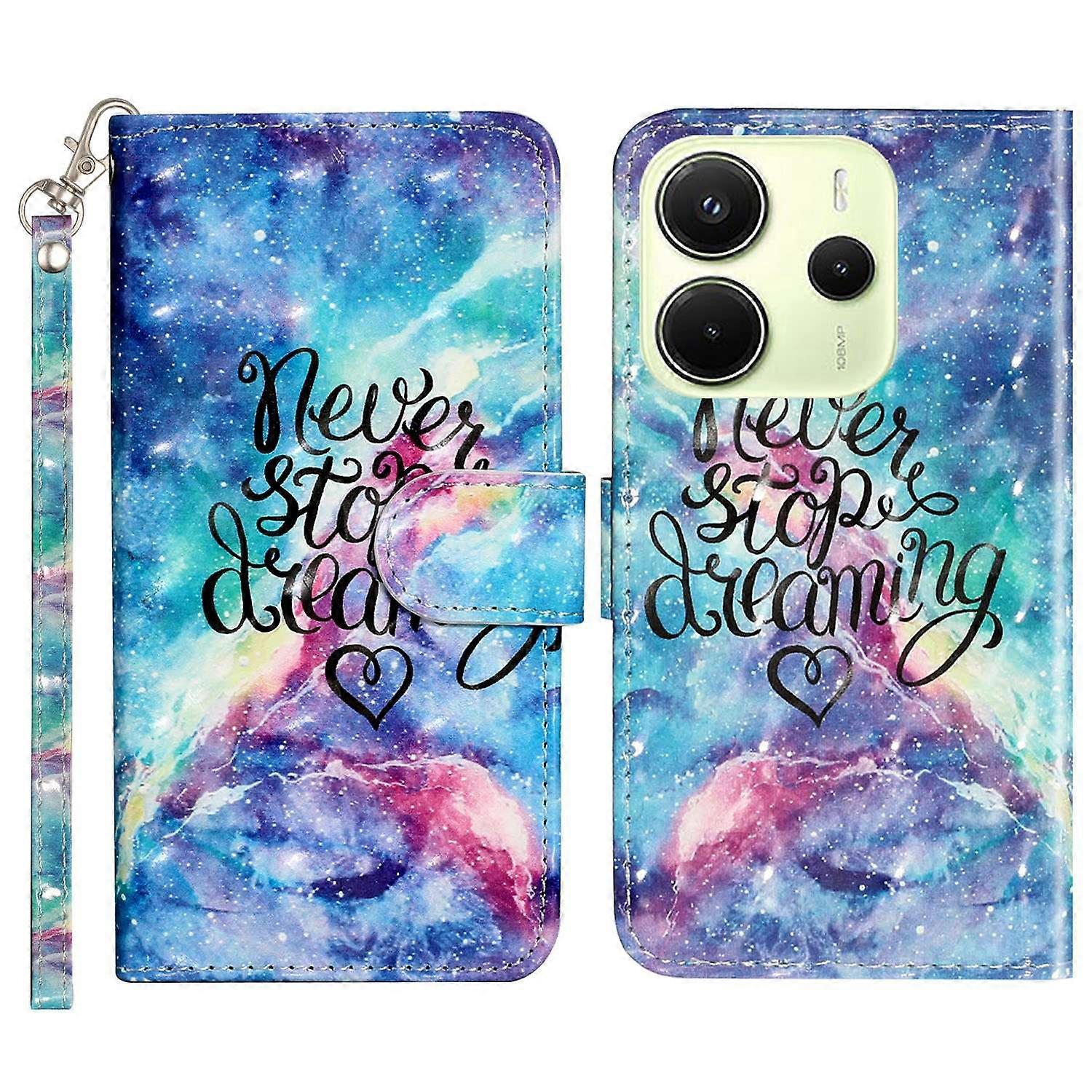AS For Xiaomi Redmi Note 14 4G (163.25x76.55x8.16mm) Case 3D Pattern Printed Phone Leather Phone Cov