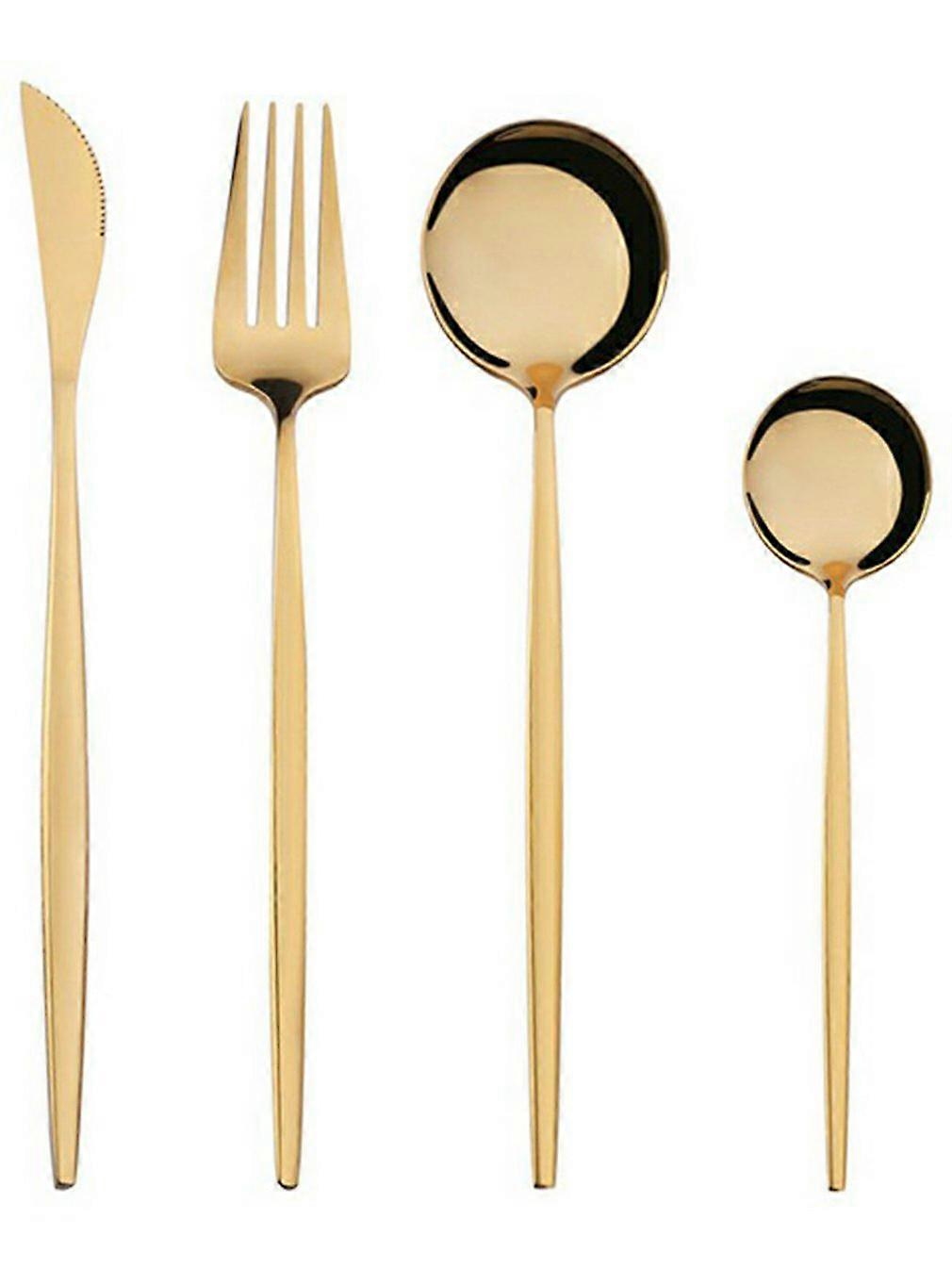 24Pcs Stainless Steel Black Gold Silver Luxury Cutlery Tableware Cutlet Knife Spoon Fork Cutlery Set Dishwasher Safe