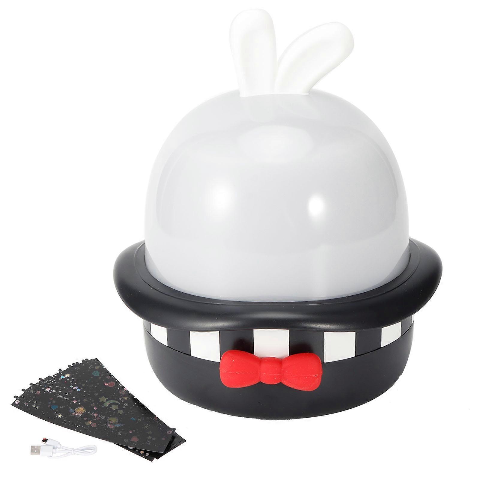 Cute 360° Rotating USB Projector Night Lamp with 8 Music Options, Portable Black Design for Kids and Festivals