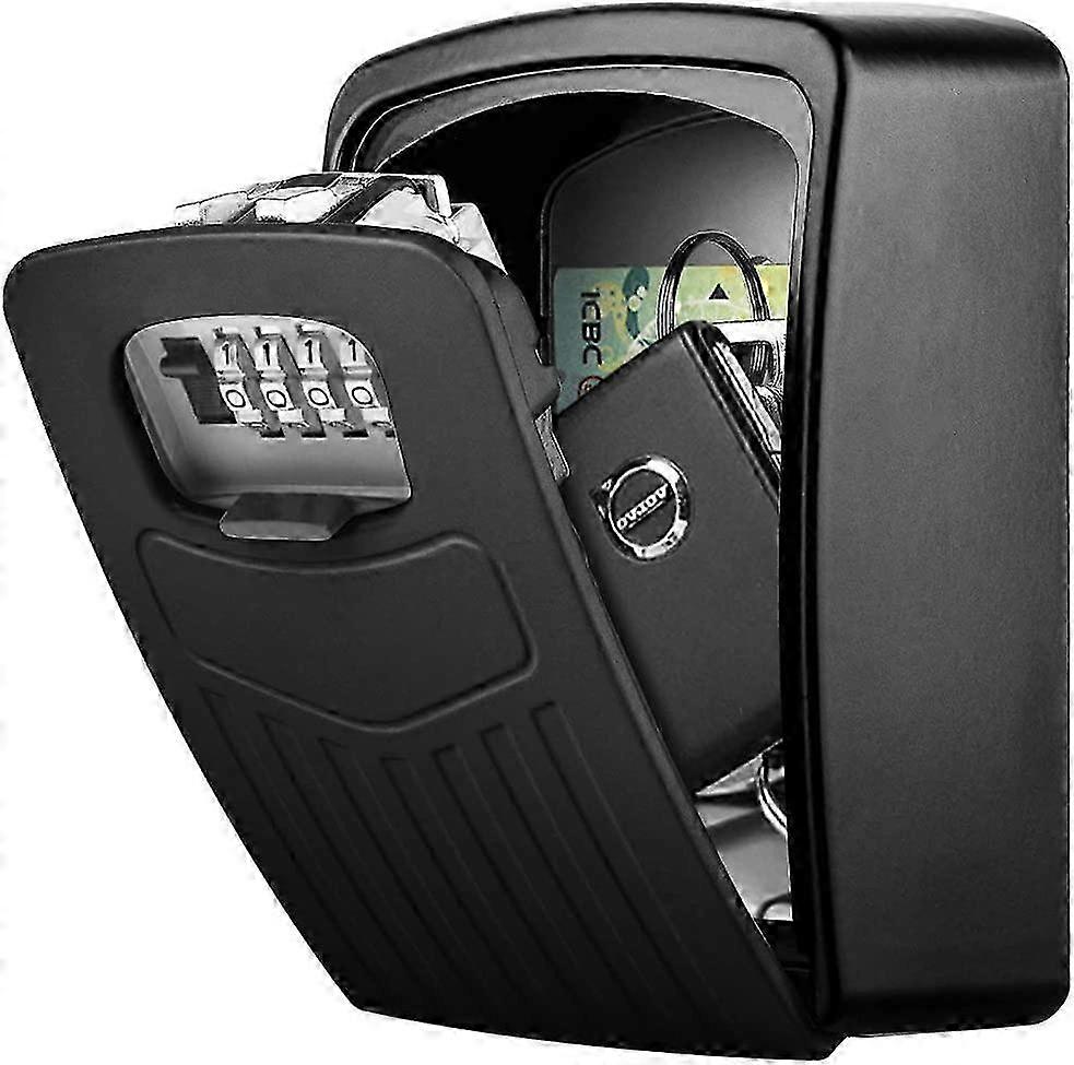 Secure Key Box,Superior Large Keys Box,Key Safe with 4 Digit Numeric Code,Wall Mounted(Black)