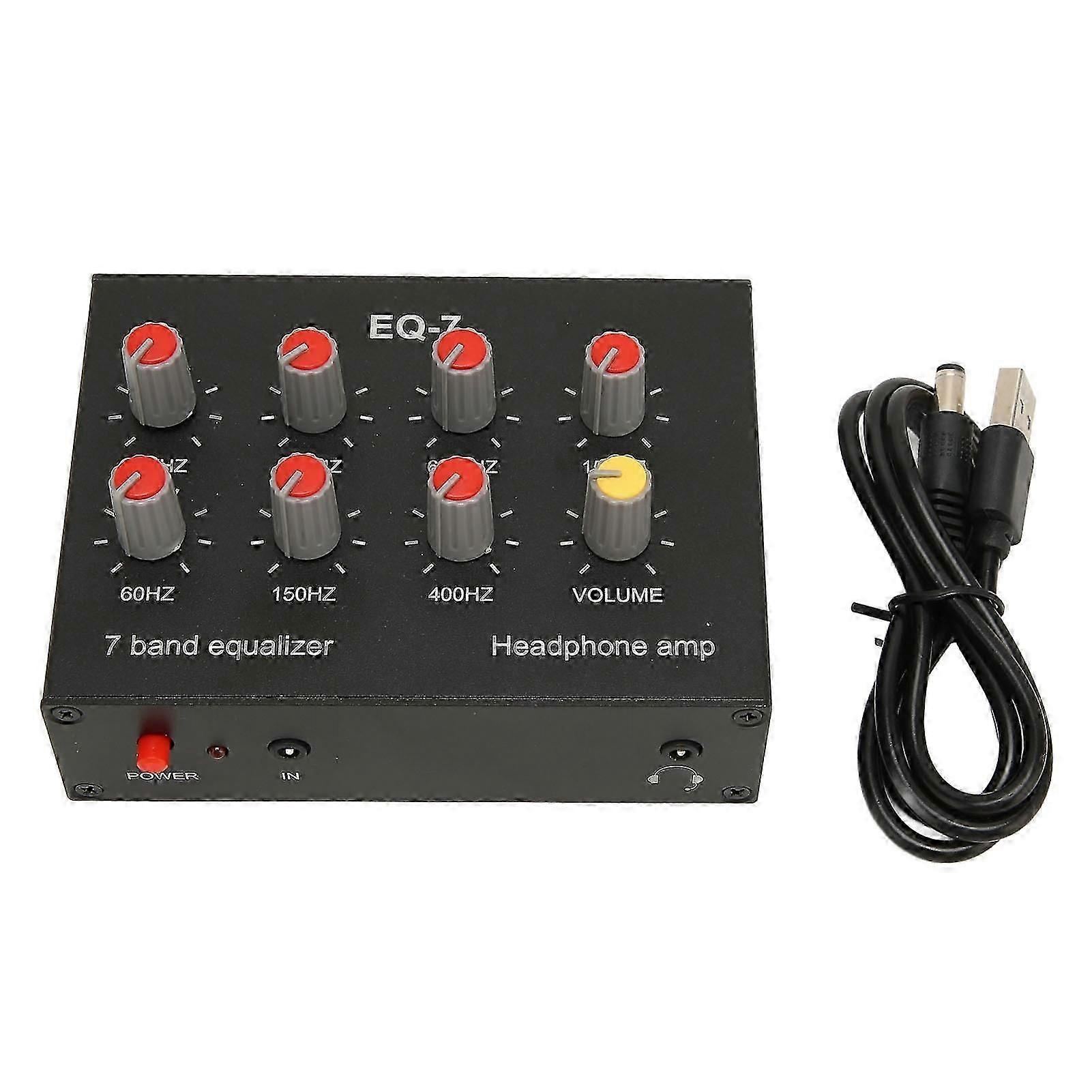 7 Band Sound Equalizer RCA Output Input 12dB High Bass Adjustment Dual Channel Digital Equalizer
