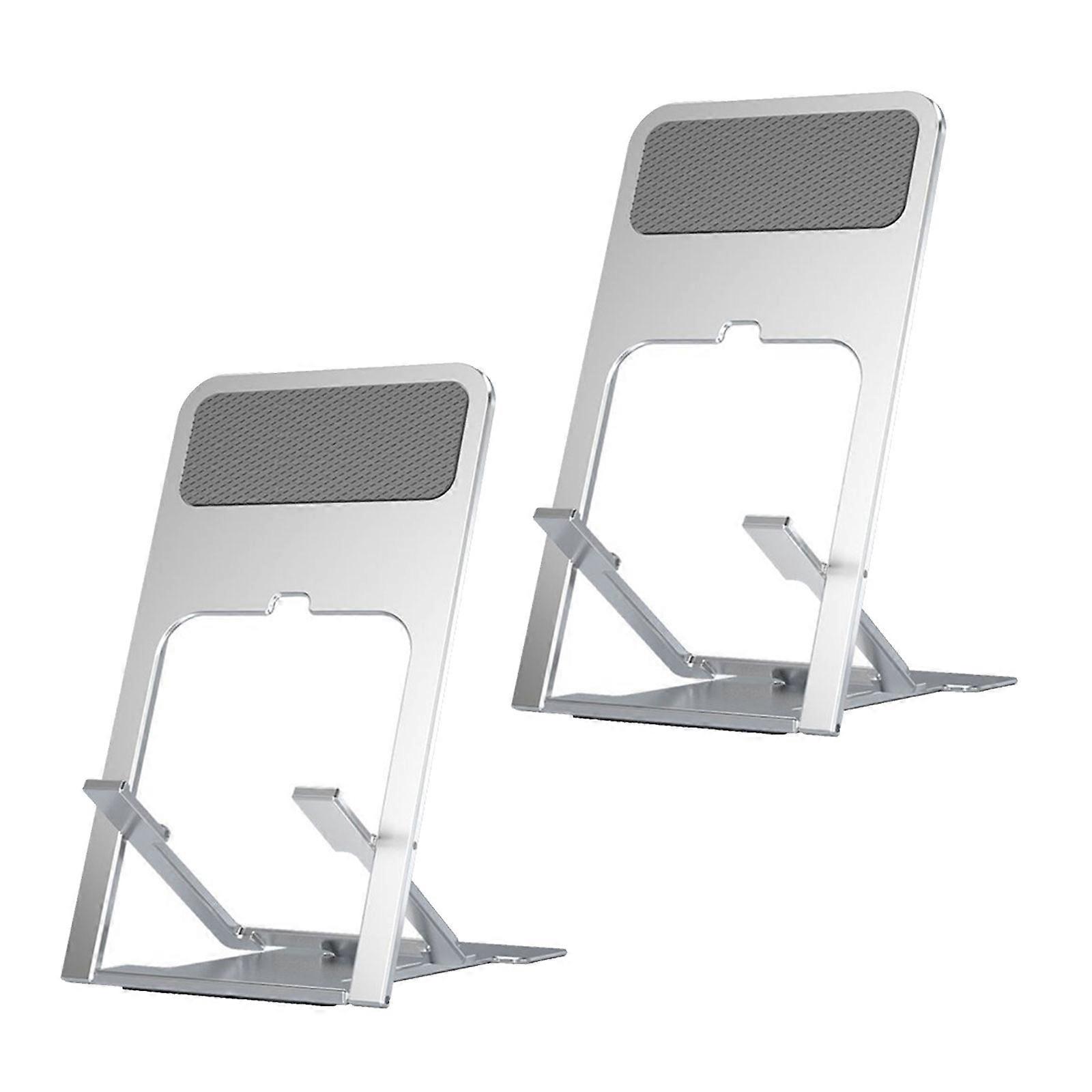 Tablet and Phone Holder with Adjustable Slots for Home Office or Travel Use Phone Stand Desktop Bracket 2PCS  silver