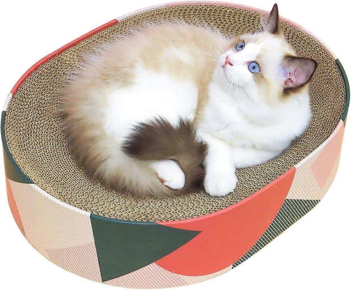 Amyi Chat Scratcher Lit Canapé Lounge pour Chats D’intérieur Forme Ovale 17 « x 13 » Kitty Cat Scrat