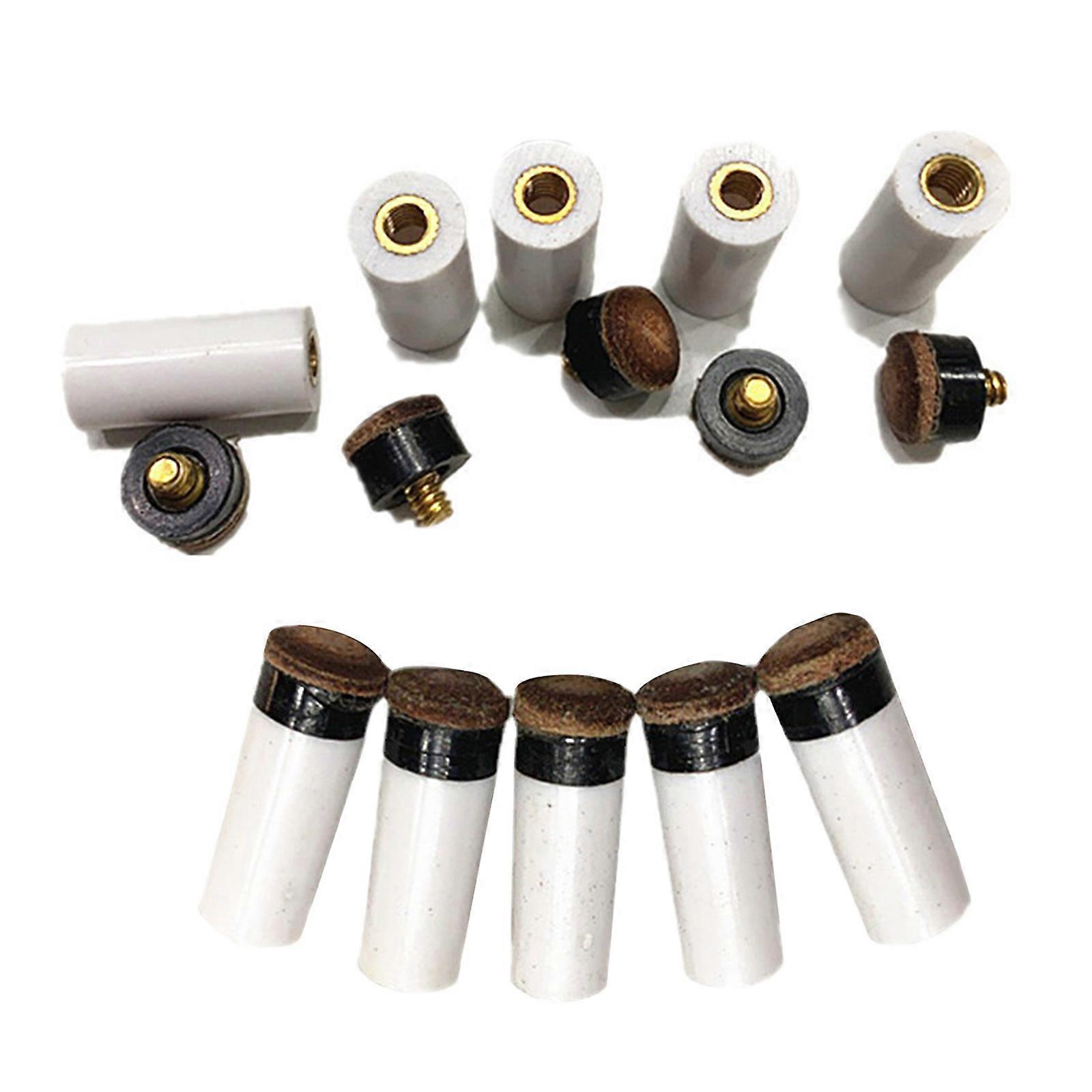Sätze von 10 Stück Billardqueues Spitzen mit weißem Pool Queue Stick Ferrules Schraubbare Pool Reparatur Queue Tips Queue Ferulen Poolteil