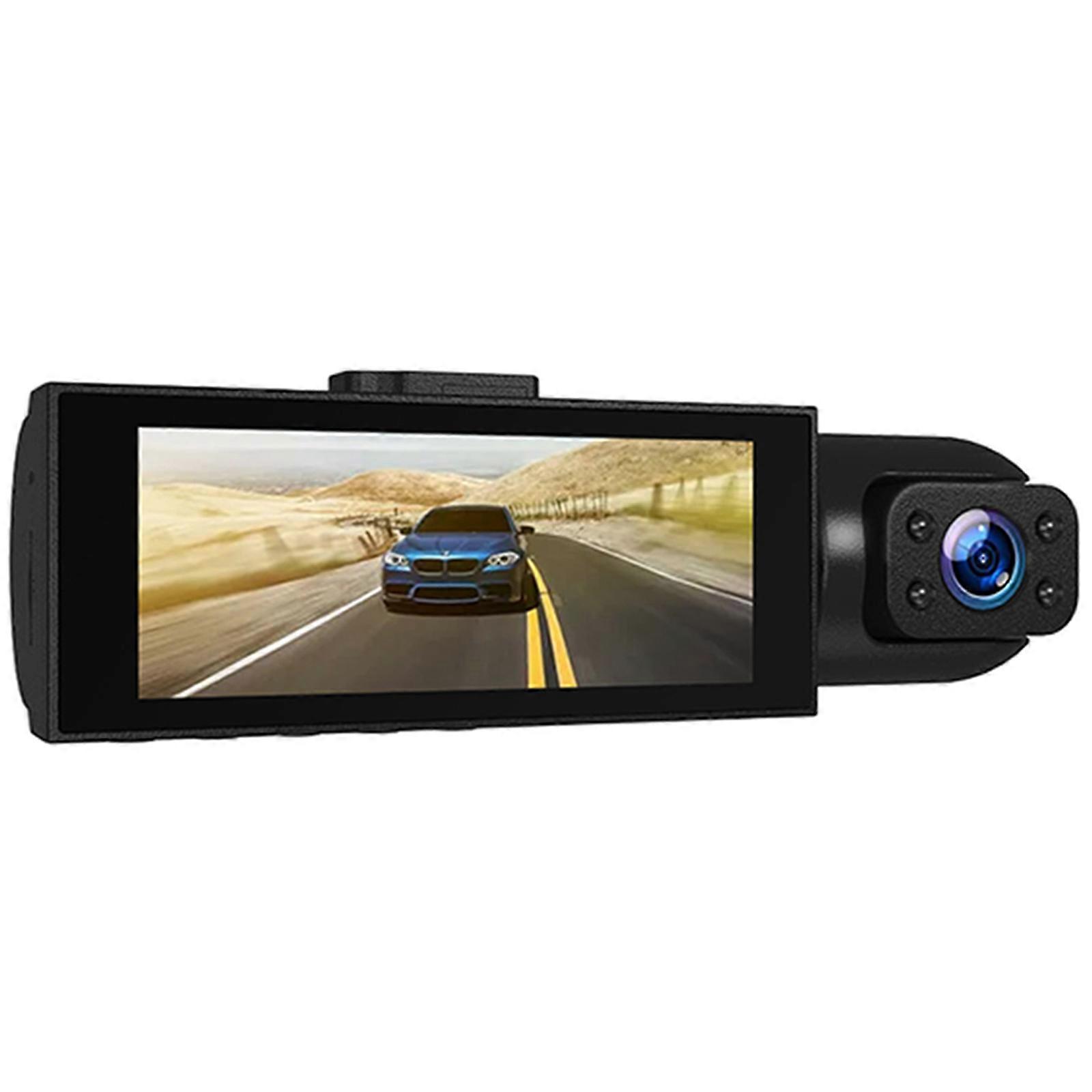 Triple Lens Vehicle Dashboard Camera 4K Video, In Car Monitoring and Face Recognition Suitable for Driving Record Safety