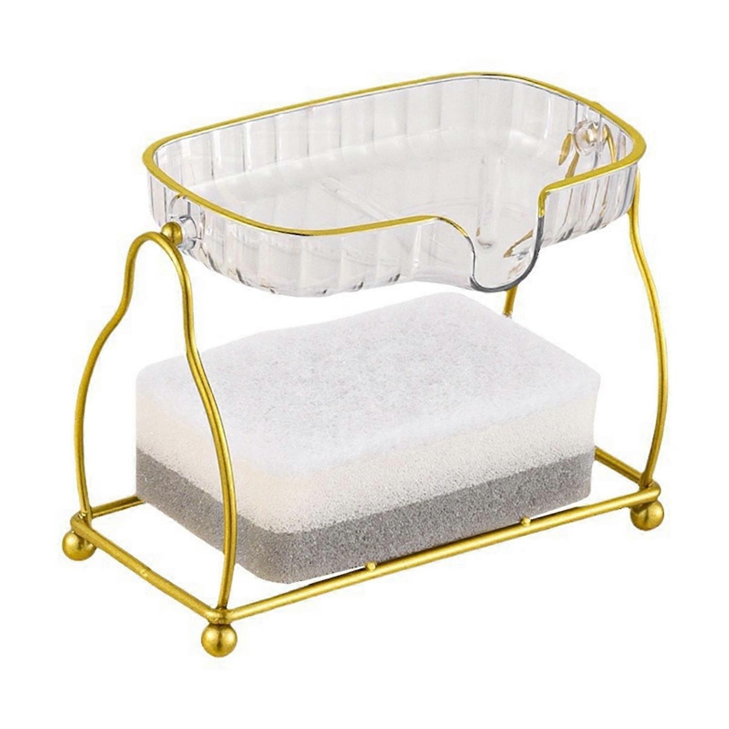 Soap Holder Household Wrought Iron Double Layer Draining Soap Box for Bathroom Toilet Transparent Wh