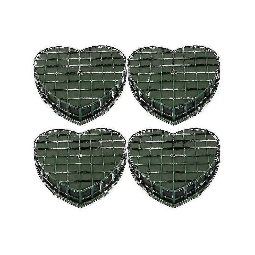 4pcs Heart-shape Floral Foam Blocks Green Flower Clay Heart Shaped Floral Bricks Artificial Floral