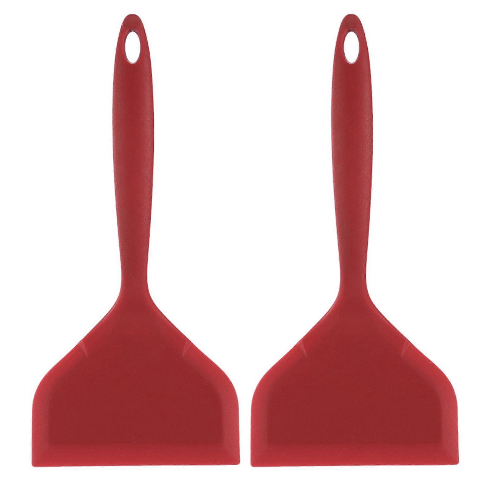 Silicone Wide Mouth Spatula Heat Resistant Designs Frying Spatula for Easy Stirring and Flipping with Nonslip Handle Red
