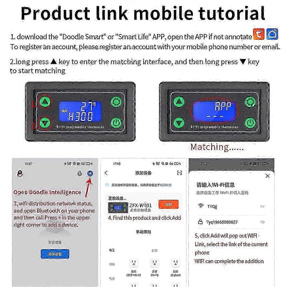 Tuya WIFI High Temperature Controller Digital Programmable Thermostat K-Type Thermocouple -99-999 Degrees ZFX-TW01
