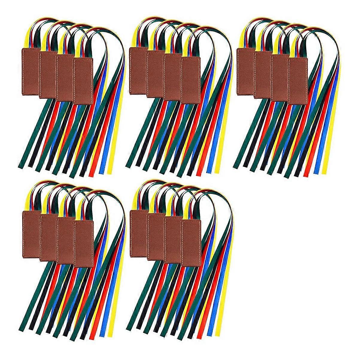 20 Pcs Bible Ribbon Bookmark Bulk Artificial Leather Christian Book Markers with 5 Colorful Ribbons