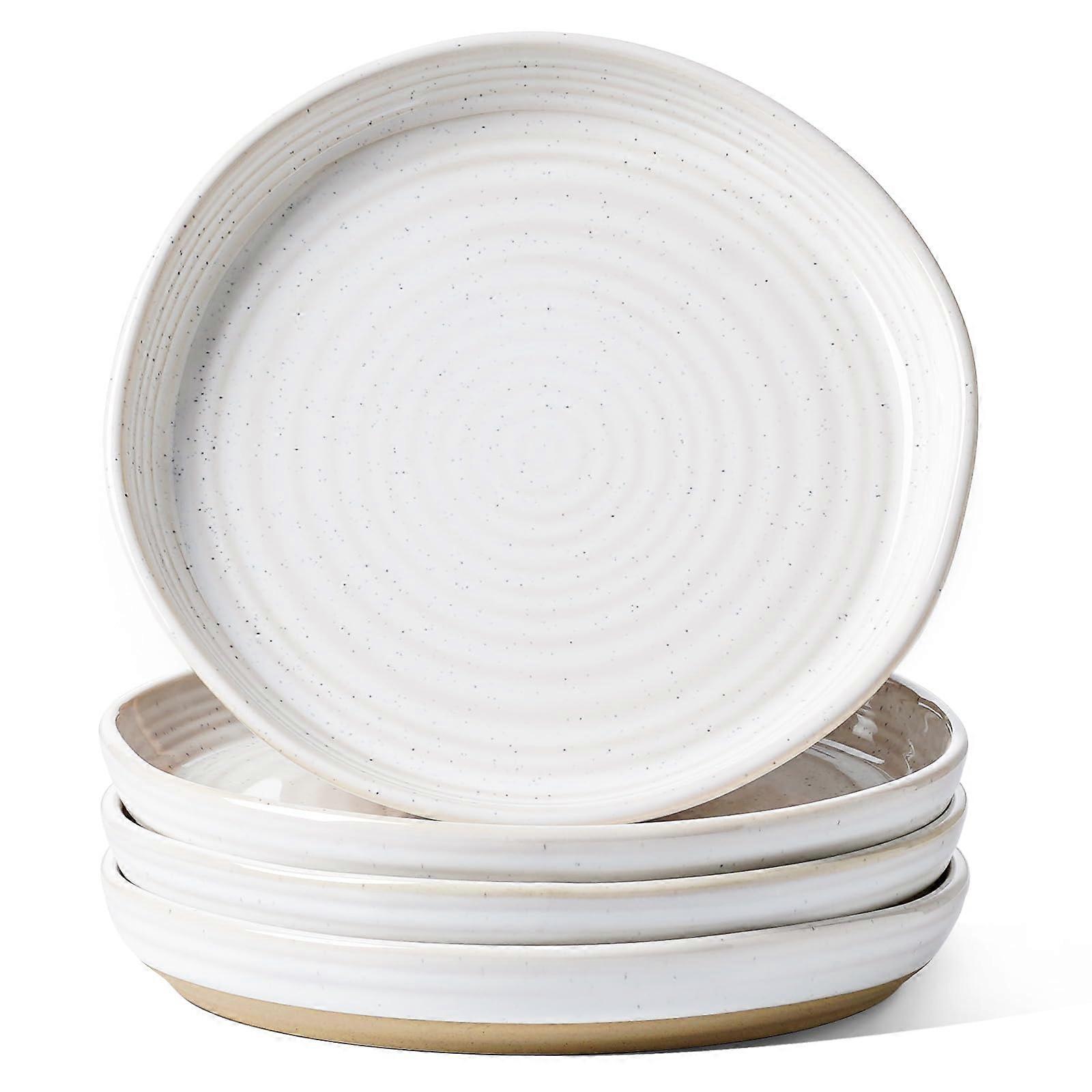 4 Set Arctic White Salad Plates - 8 Inch Ceramic Dinnerware for Housewarming Gifts and Everyday Use