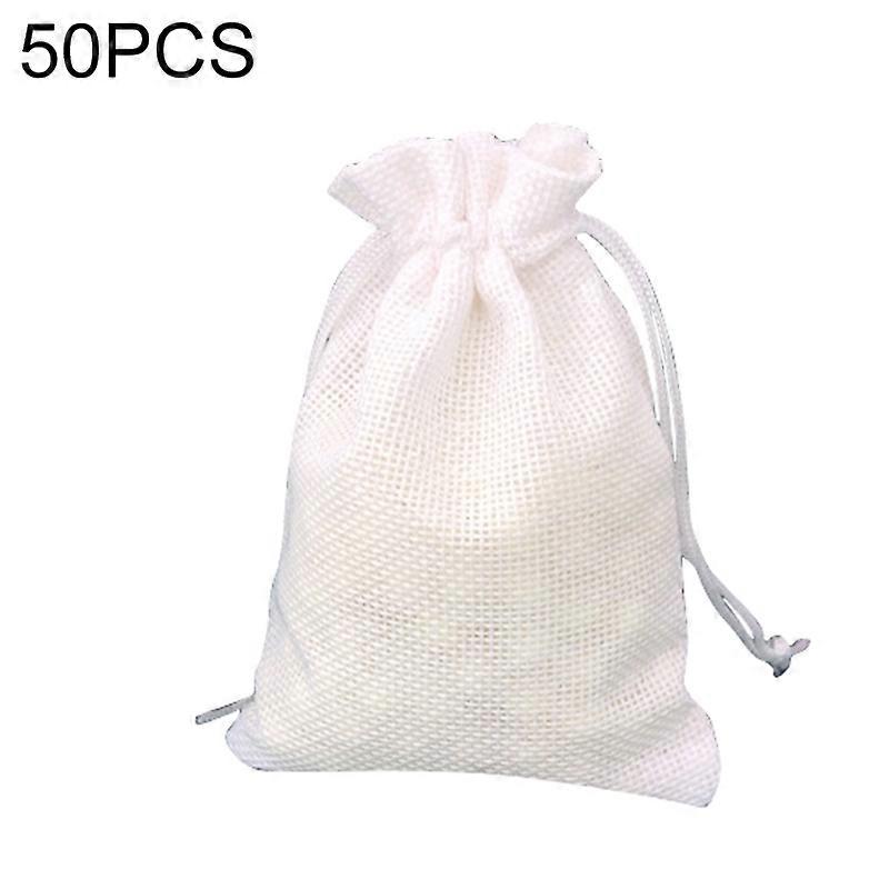 50 stk Multi størrelse linned Jute snøre gaveposer Sække Bryllup Fødselsdagsfest Favoriserer Snøre Gaveposer 7x9cm