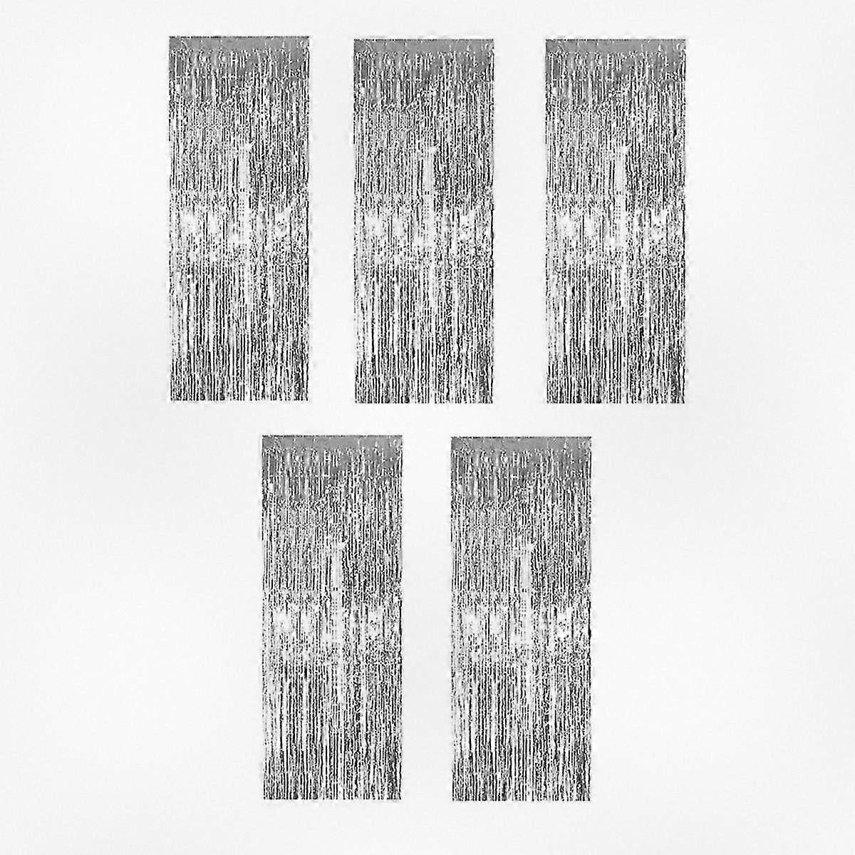 Silver Tinsel Fringe Curtains, Shimmering Party Backdrop Drapes, Ideal for Festive Decorations