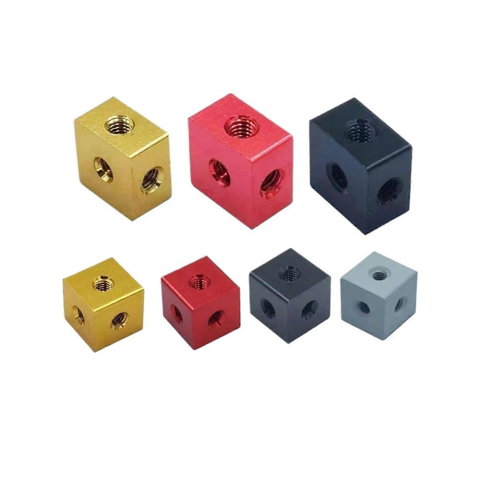 Nut Fixing Block, Aluminum Alloy Cube Connector 10x10x10mm with M3 Screw Hole for Camera Studio Foot Pegs, 2pcs Red