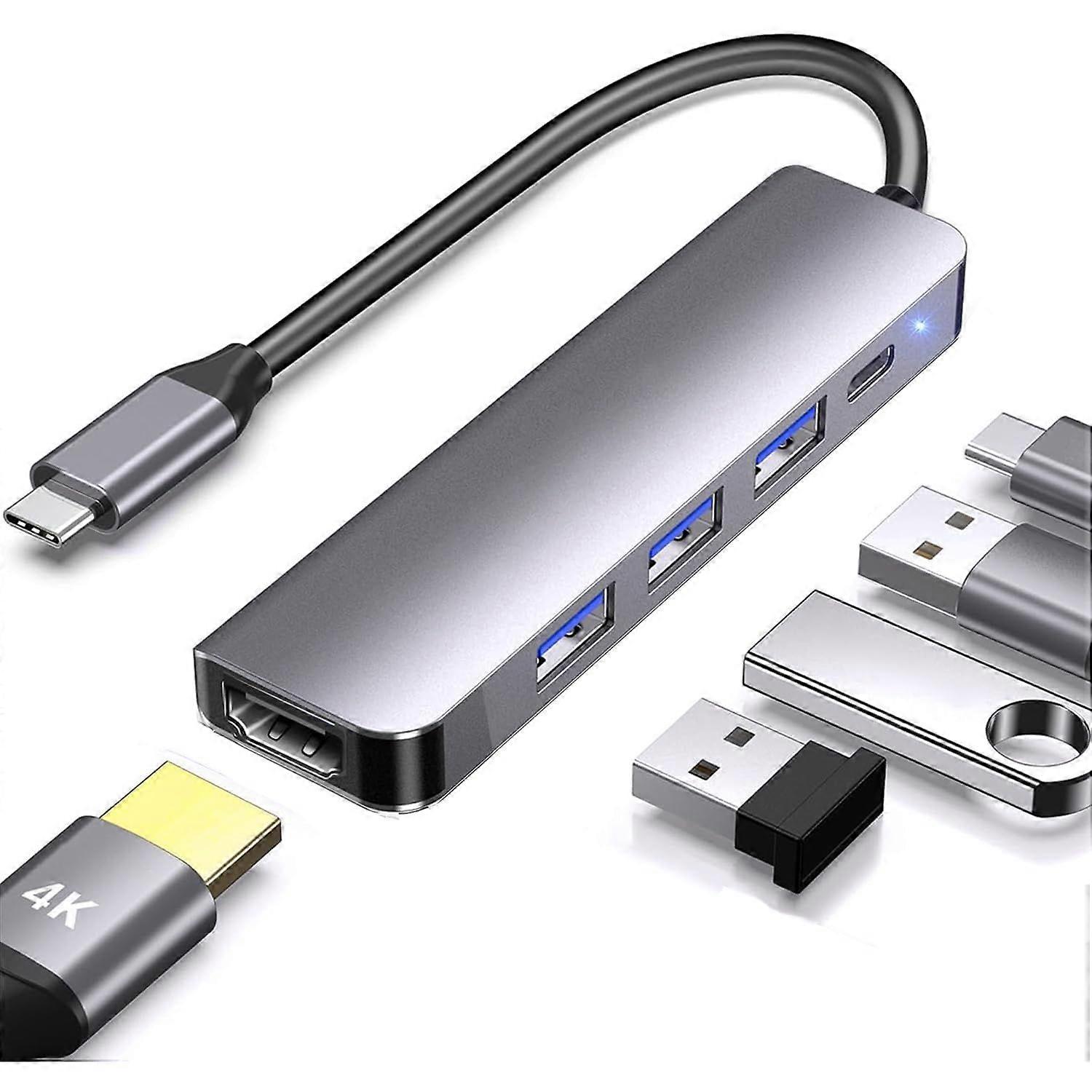 USB C Hub HDMI Adapter for Laptop, 5-in-1 USB C to HDMI Multiport Adapter with 100W PD, USB 3.0/2.0, USB C Dongle for MacBook Air/Pro, iPad Pro, Mac,