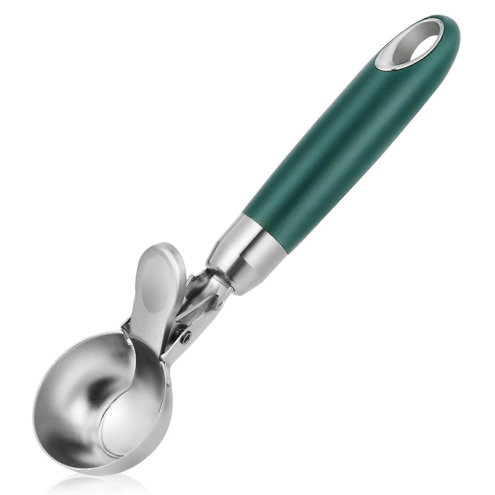 Stainless Steel Ice Cream Scooper Spoon with Trigger, Metal Cookie Scoop, Perfect for Melon, Meat Balls, Cupcake, Dough, Non-stick, Easy to Release, D