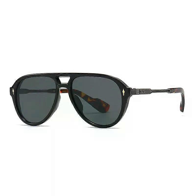 New European and American Men's Aviator Glasses Retro Double-Brorgon Square Frame Sunglasses Cross-Border Spot Wholesale