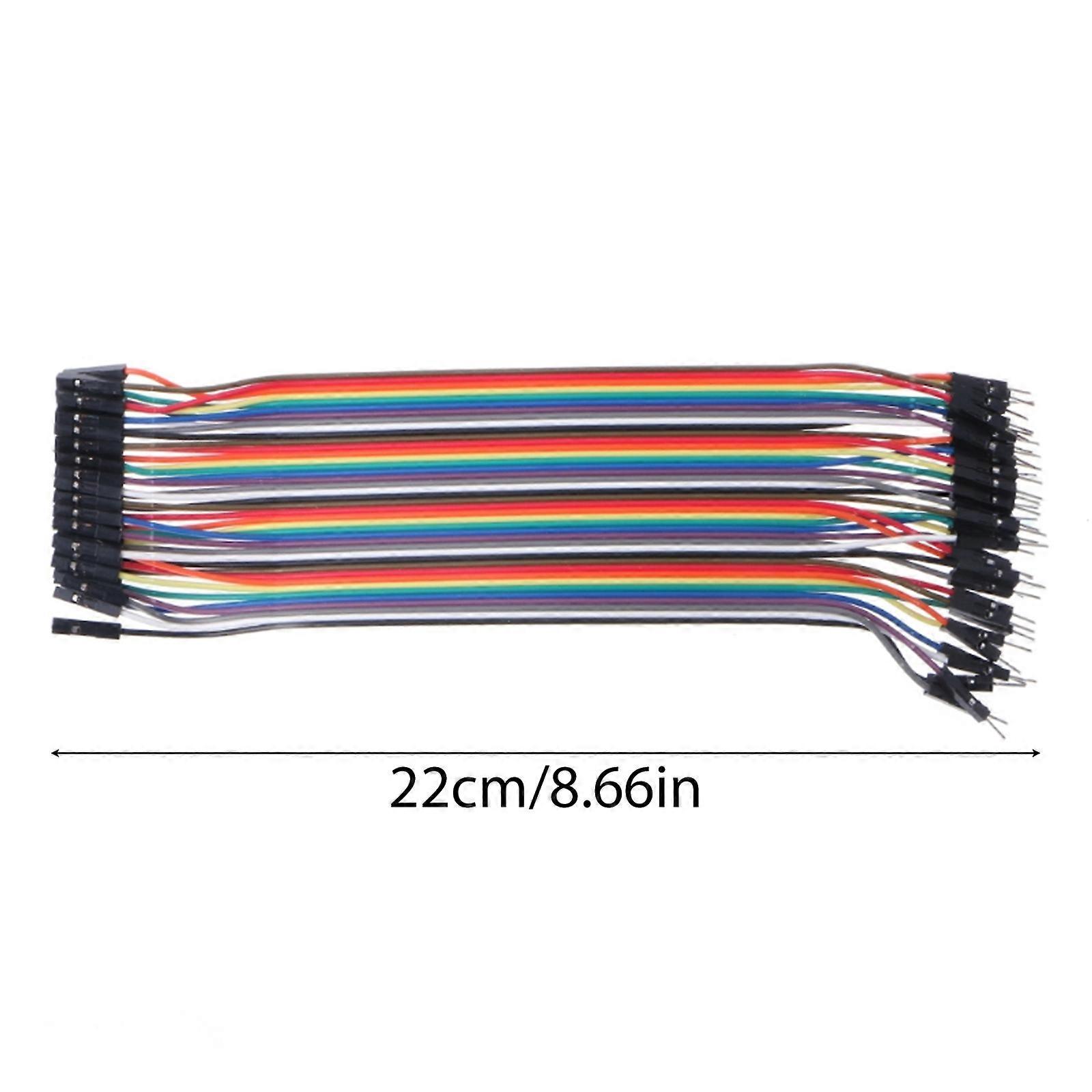40Pcs Câbles M-F / M-M / F-F Cavalier Breadboard Fil Ruban GPIO coloré pour kit de bricolage 30cm B