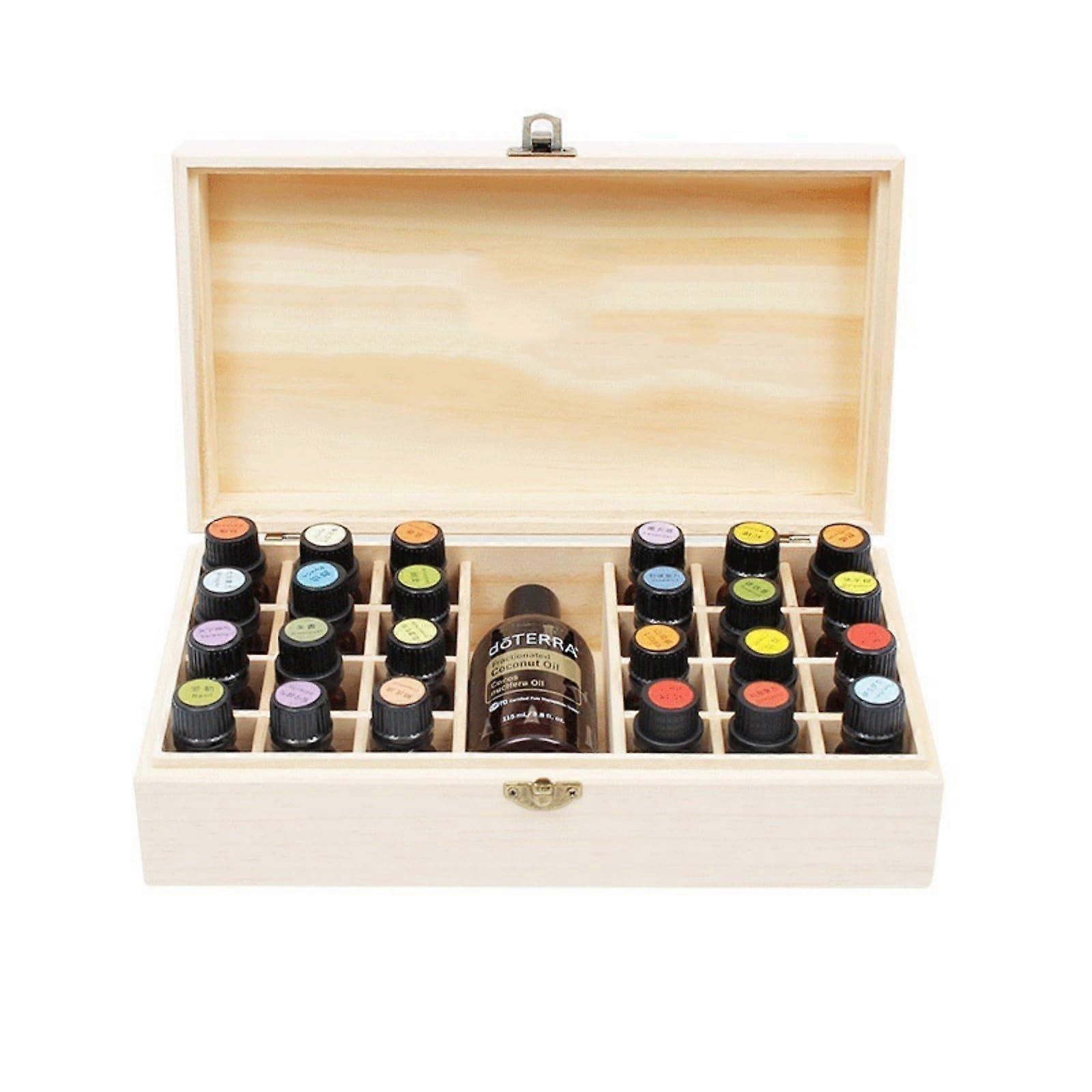 Wooden Essential Oil Box Display Stand Detachable Organizer Holds 25 Bottles 5-30 mL For Essential Oils And Nail Polish