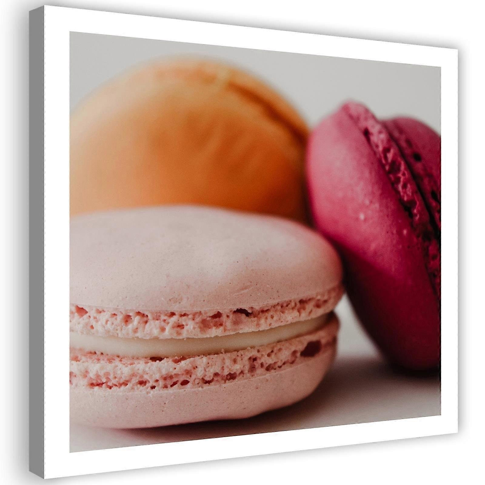 Impression sur toile, Trois macarons colorés - 60x60