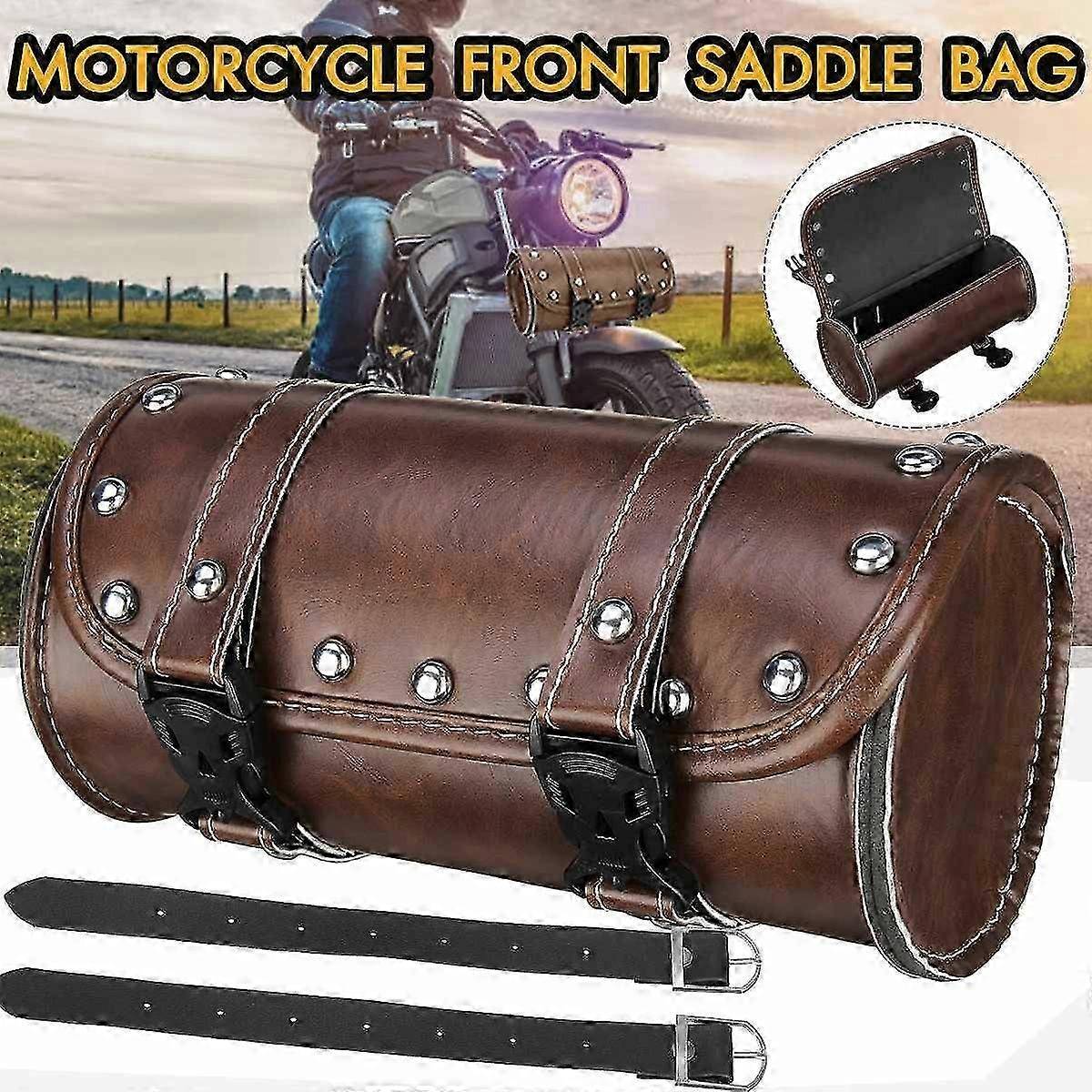 Motorcycle Tool Bag Fork Barrel Shape Handlebar Front Fork Bag Black Handlebar Front Fork Bag Motorcycle Cafe Racer Saddlebag