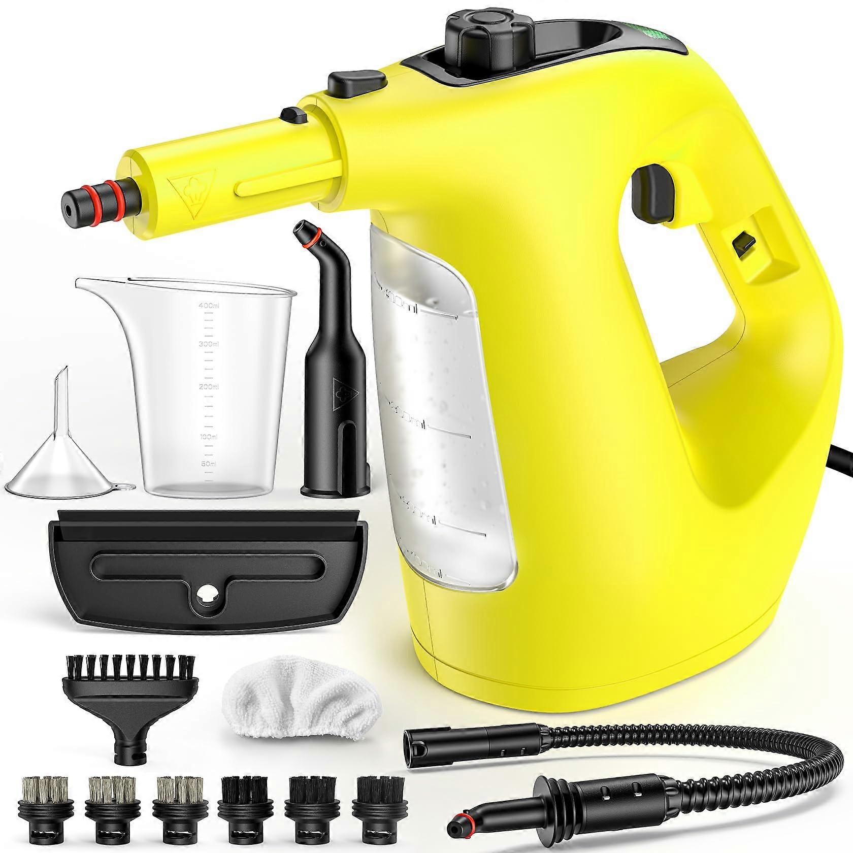 Handheld Steam Cleaner 1400W with 13 Accessories, 450ml Capacity, 10S Heat-Up for Tile Grout Car Shower Cleaning