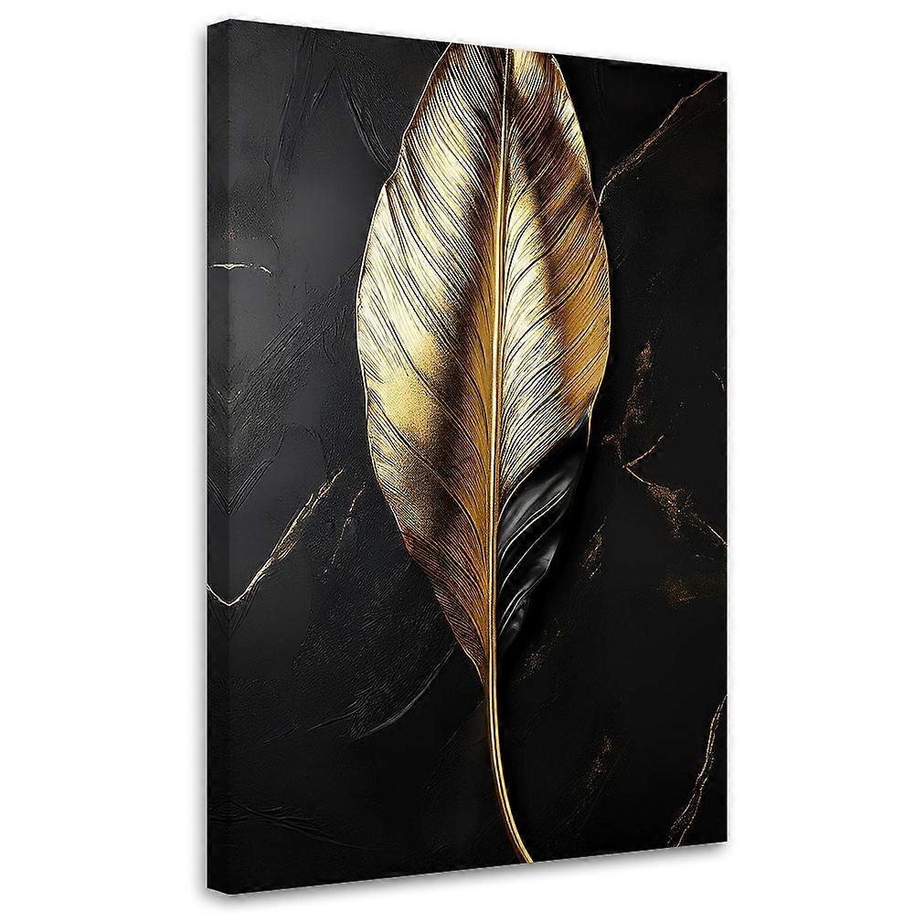 Quadro su tela, Foglie d'oro Piante Glamour - Stampa su tela, Foglie d'oro Piante Glamour