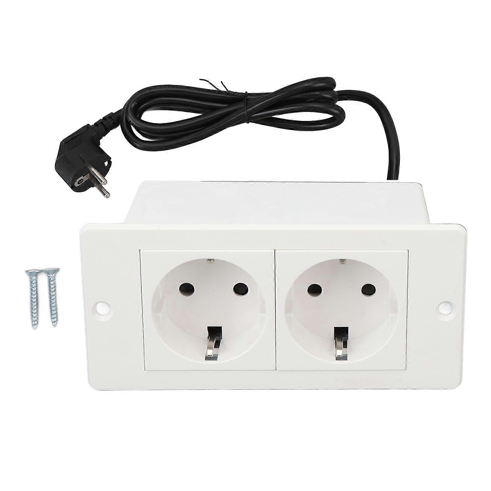 Desktop Socket Embedded Outlets Recessed Power Strip Plug 2 AC Outlets for Office Home Study