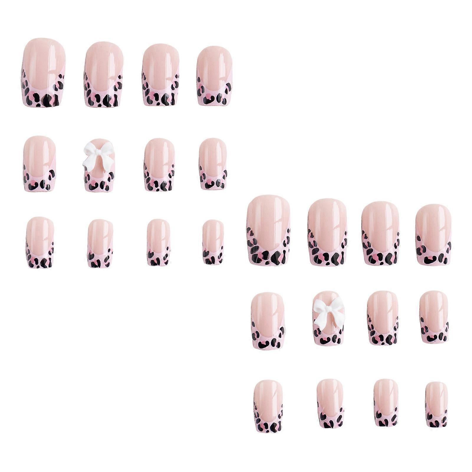 Leopard Print Edge Press On Nails Acrylic Nails Glossy Texture Press On Nails