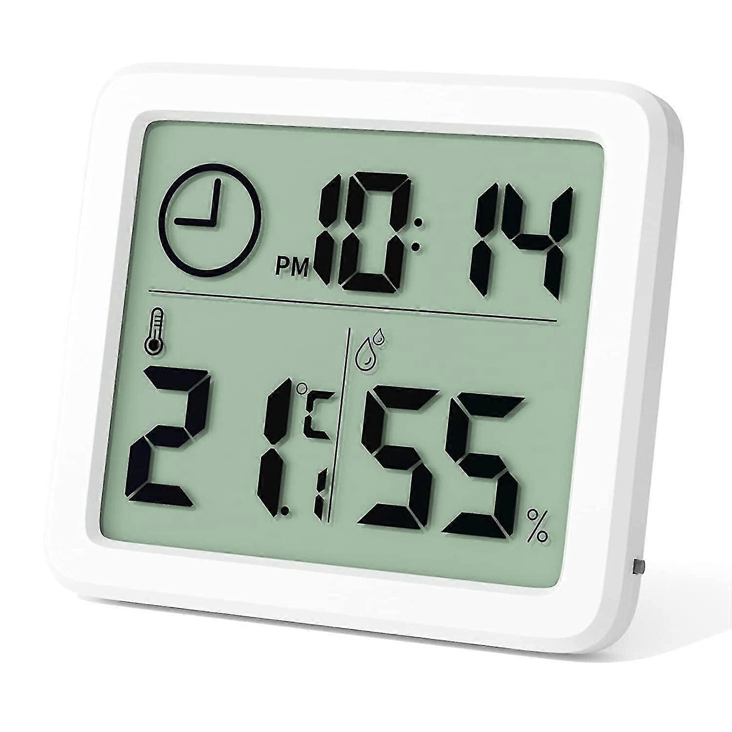Mini Digital Indoor Thermometer, Large Screen Professional Portable Hygrometer with Clock, Accurate