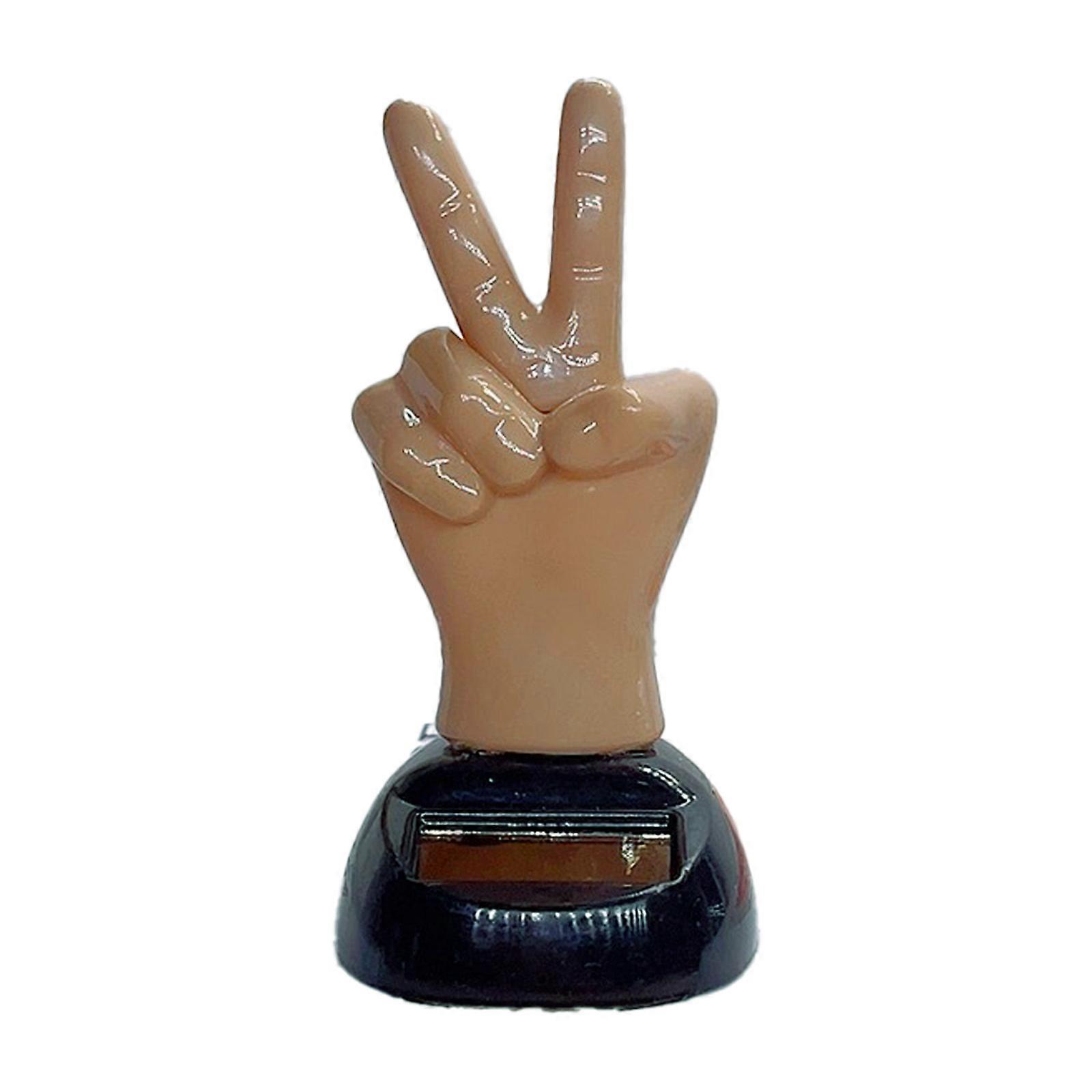 Decorative Solar Finger Shaking Toy Solar Powered Finger Bobblehead Ornament Ideal for Car Interiors & Home Spaces