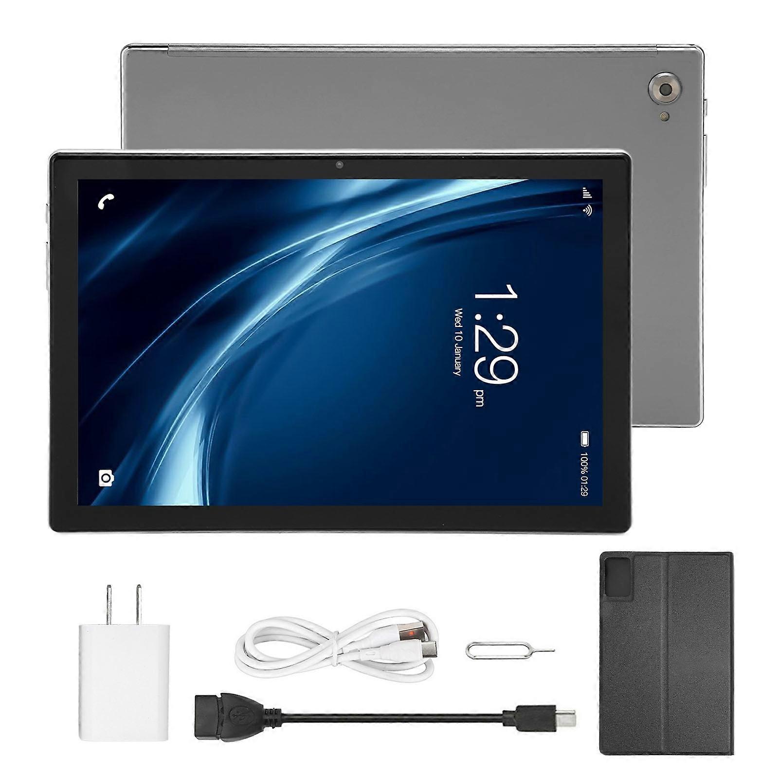 10.1 Inch Tablet 8G RAM 256G ROM Octa Core Processor Silver 7000mAh Long Standby with Protective Case for Android 12
