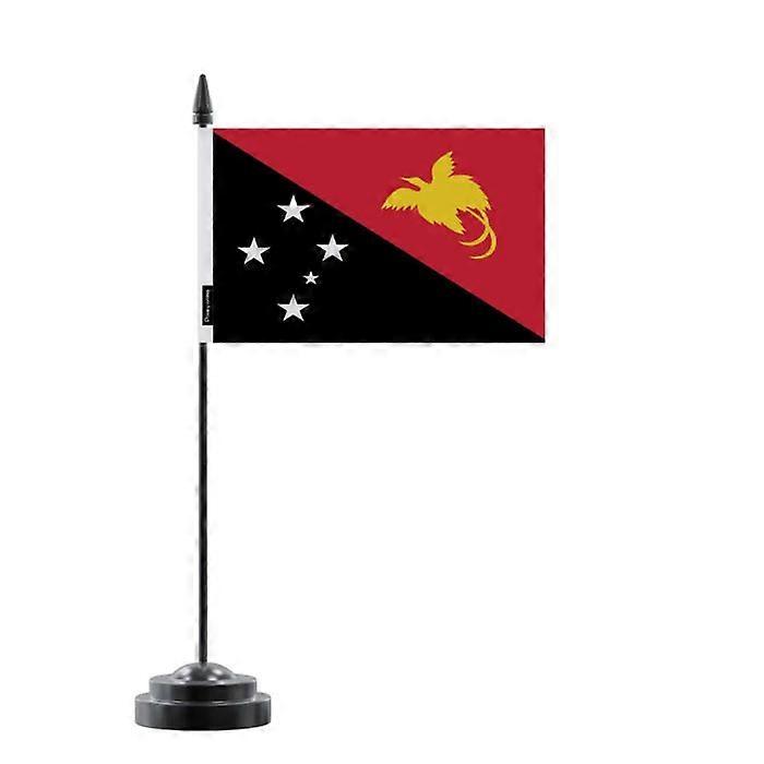Table Flag - Papua New Guinea - 14 x 21 cm - Polyester - Plastic Mast - Multicolor