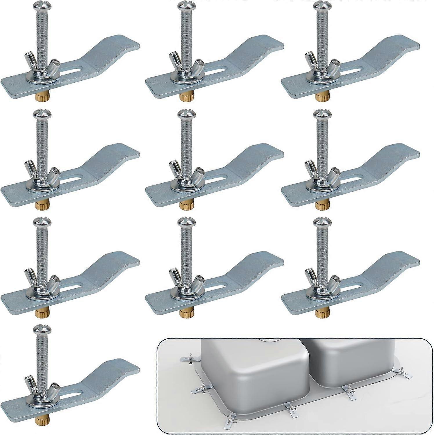 Sink Clips Kit, 10 Pack Undermount Sink Clip,Heavy Duty Sink Bracket and Support