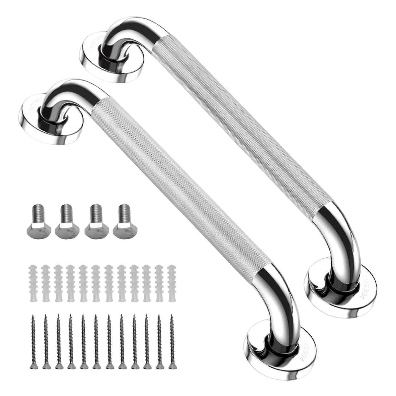 Practical Bathroom Safety Grab Bar 2 Pack 12Inch Anti Slip Stainless Steel Materials for Elderly and Children Support