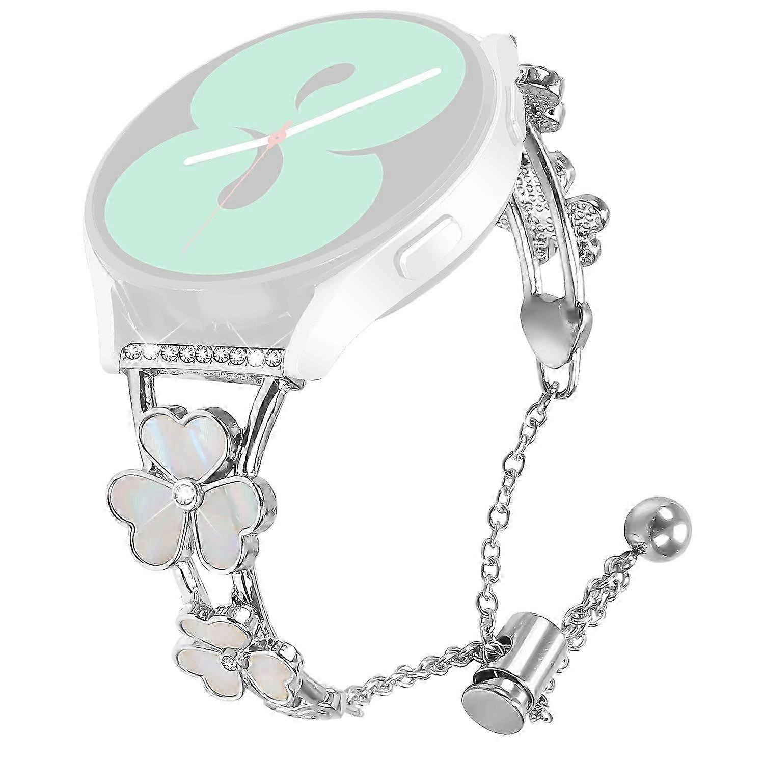 For Garmin vivoactive 5 GarminActive 5 Watchband Heart Clover Decor Silver Zinc Alloy Metal Strap
