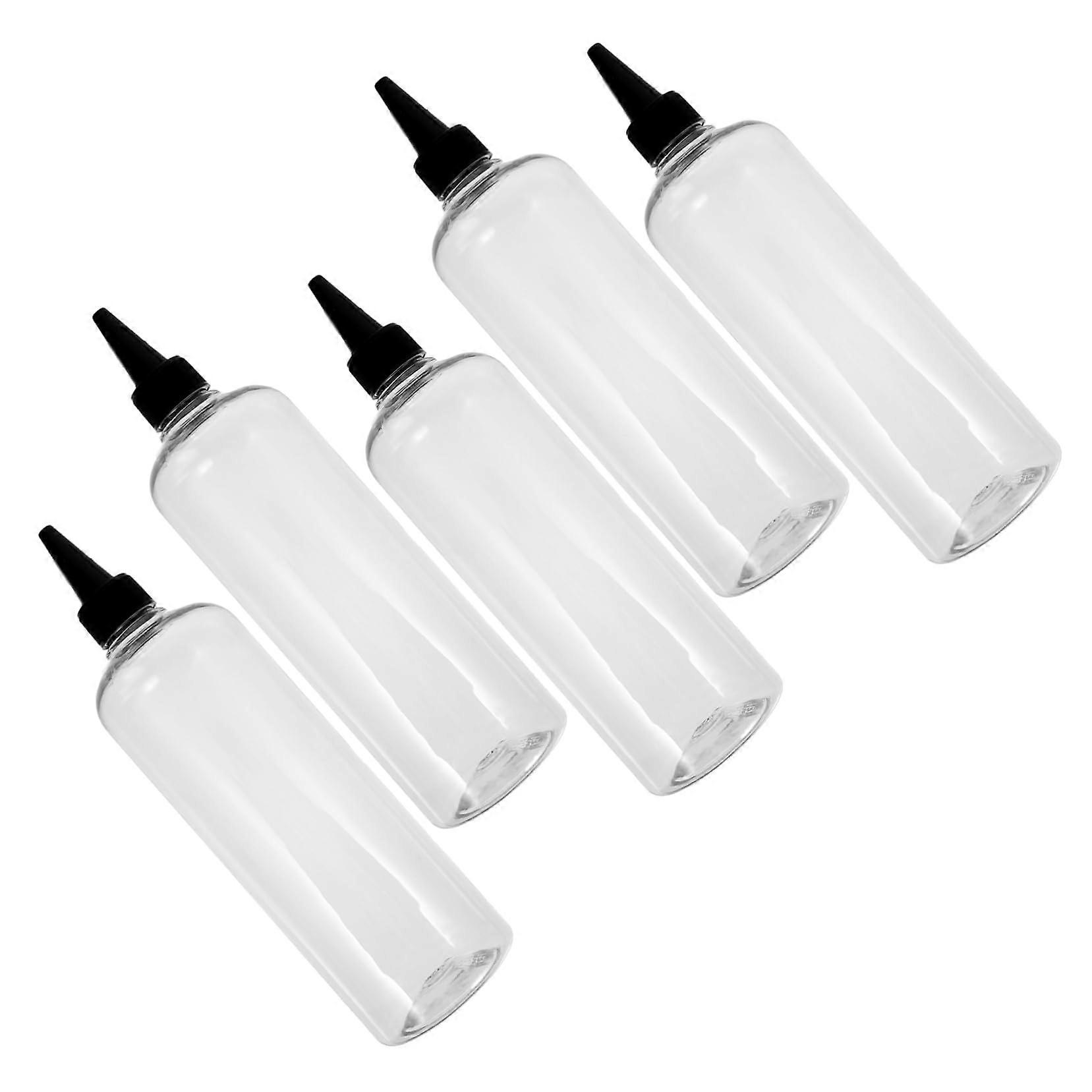 500ml Round Shoulder Bottle 5pcs Squeeze Bottles Pointed Mouth for Hair Toner Stylist Applicator Shampoo Dispenser