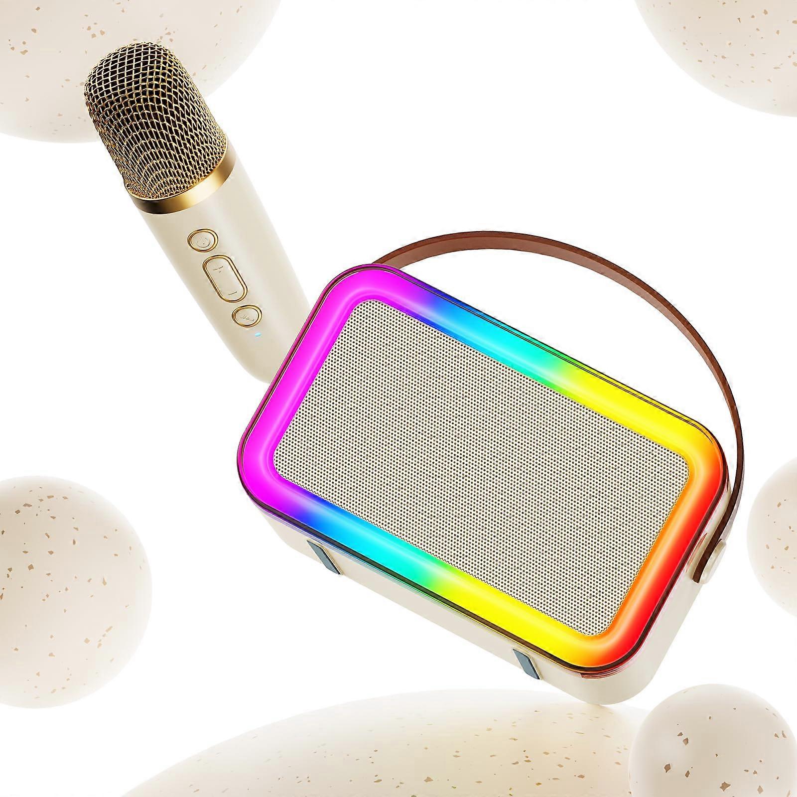 Mini Karaoke Machine for Kids, Portable Bluetooth Speaker 5.3 with Wireless Microphone, LED Light, Ages 3-12+ (D36)
