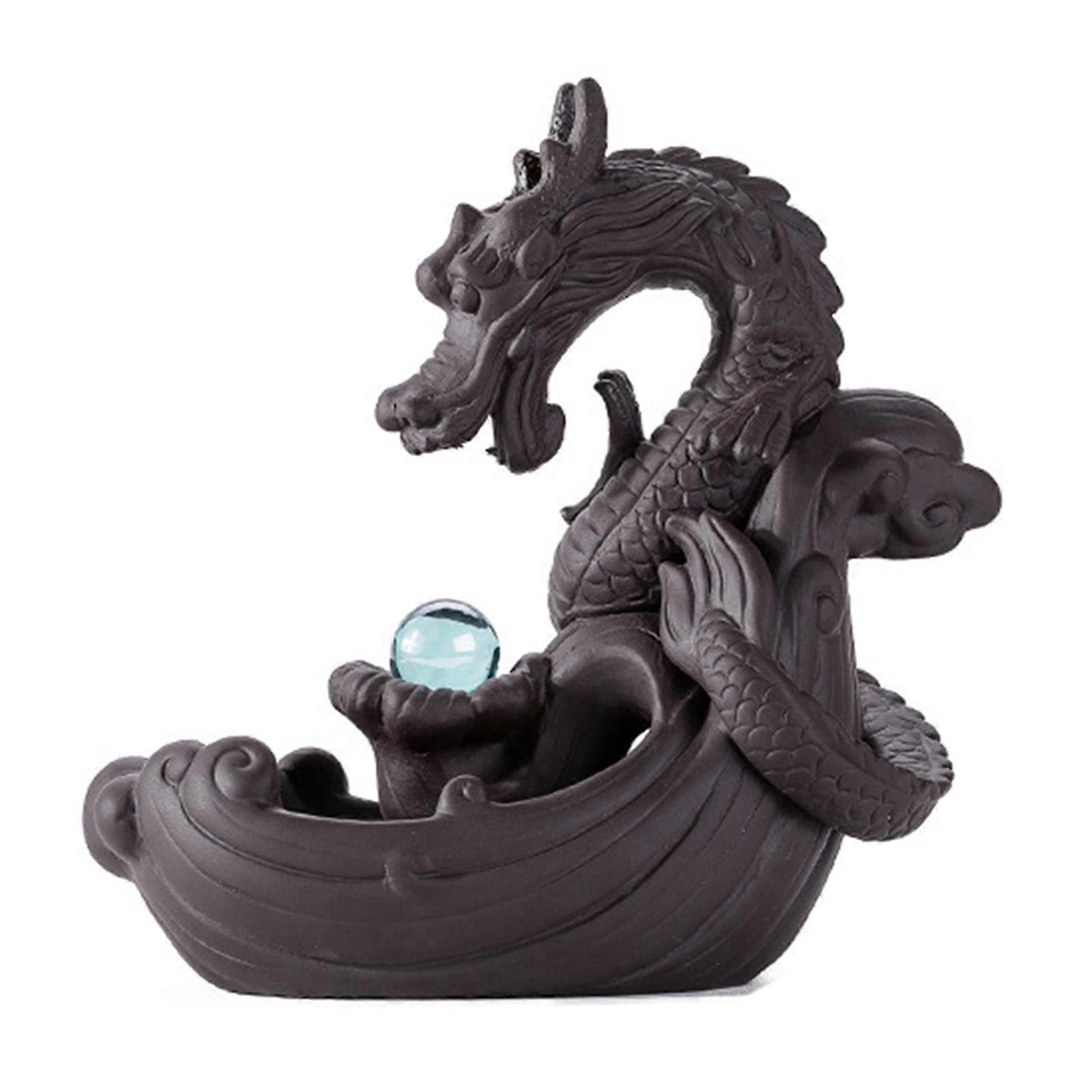 Ceramic Dragon Playing Bead Backflow Incense for Burner Ceramics Crafts for Home Bedroom Office Desktop Decoration