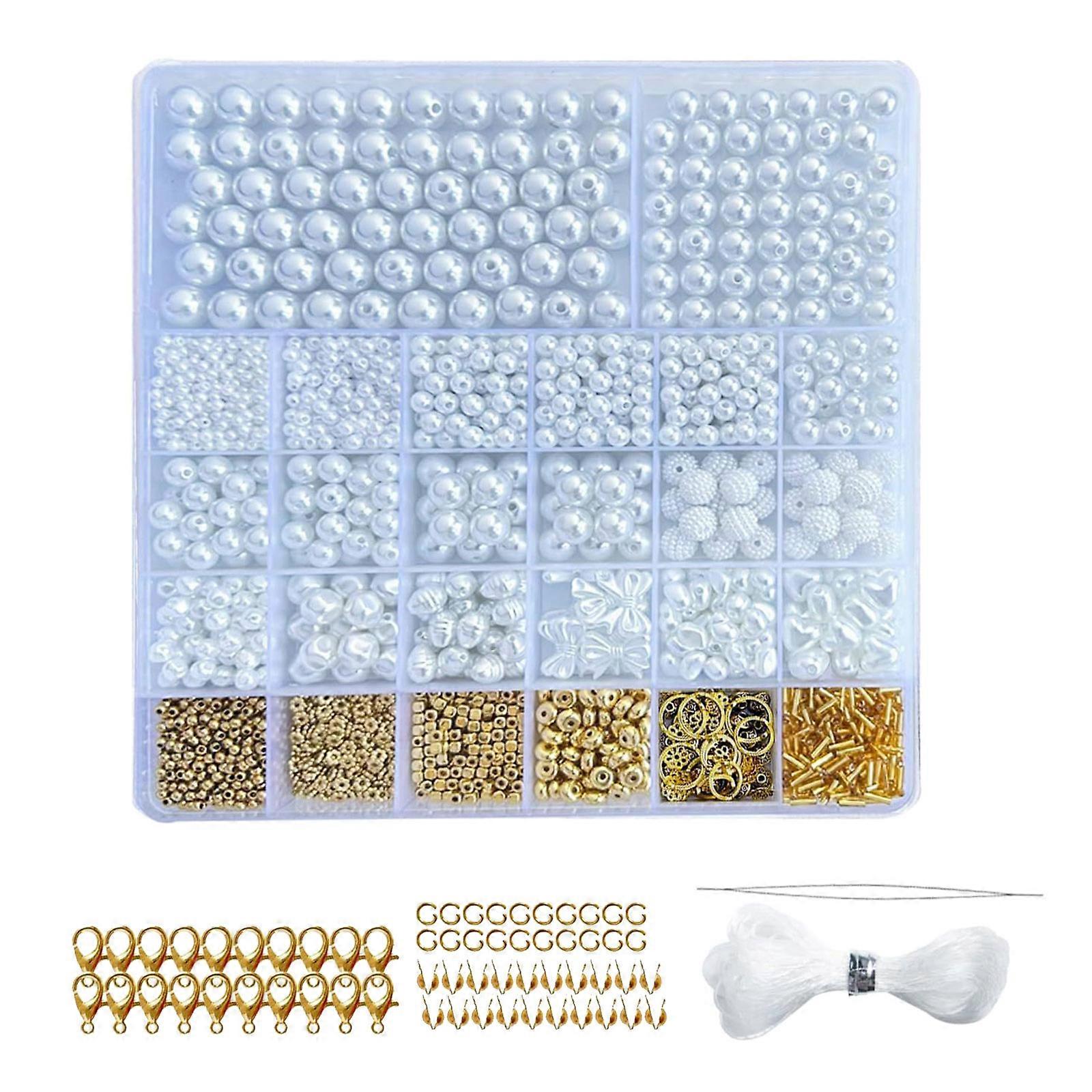 Versatile Spacer Beads Charm Loose Beads ABS Material DIY Beads Set Threading Beads for DIY Bracelet and Jewelry Making