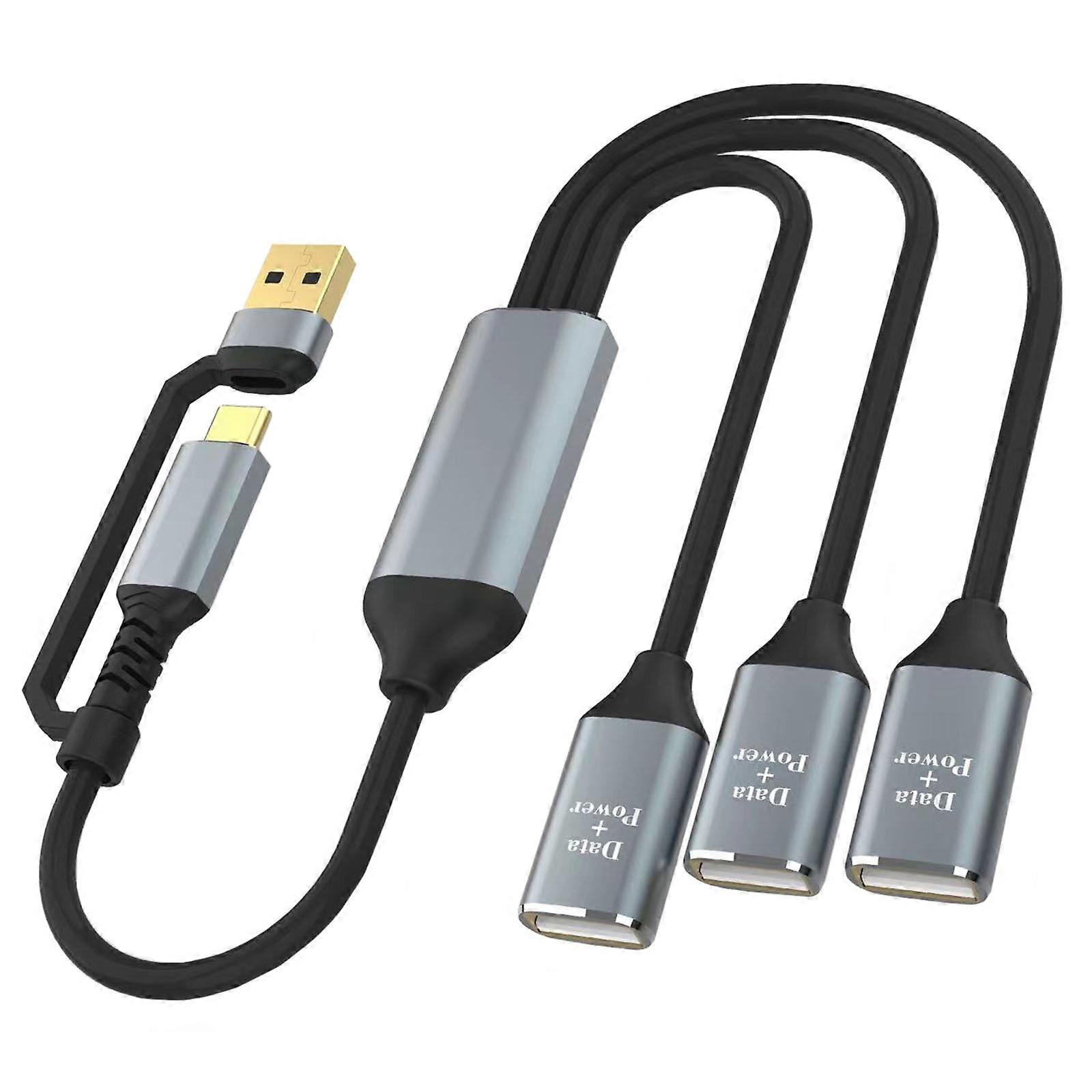 USB C/USB Stecker auf 3 USB 2.0 Buchse Kabel Adapter Splitter Dongle Cord Converter Connector Multi Hub für Computer Multicolor
