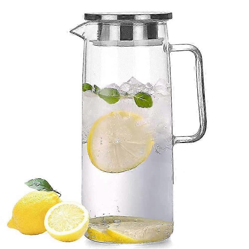1 litran lasinen jääteekannu kannella kylmävesipullo